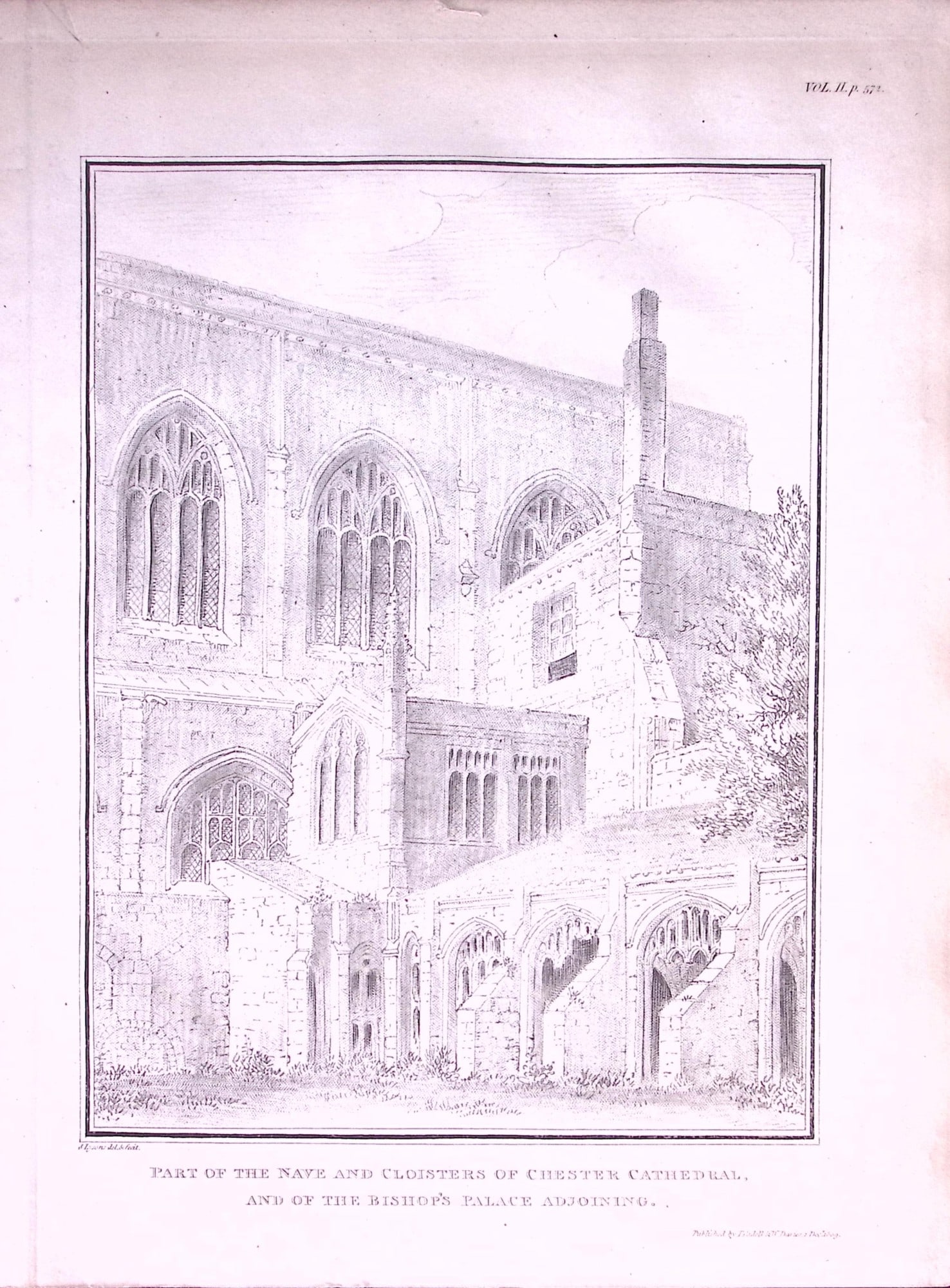 Chester Cathedral Cloisters Antique 216-Year-Old Copperplate Print -4-TR.: Title: Chester Cathedral Cloisters Antique 216-Year-Old Copperplate Print -4-TR. Description: Chester Cathedral Cloisters Antique 216-Year-Old Copperplate Print -4-TR. This Antique Copperplate Print