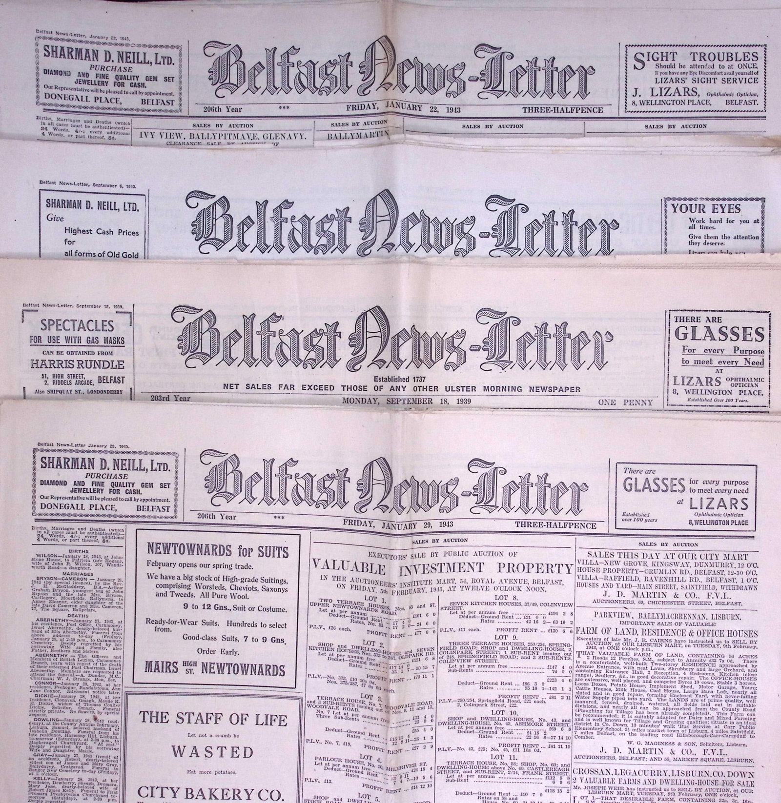 Job-Lot Original Belfast Ireland WW2 Newspapers Images & Reports of The War-42. (1 of 15)
