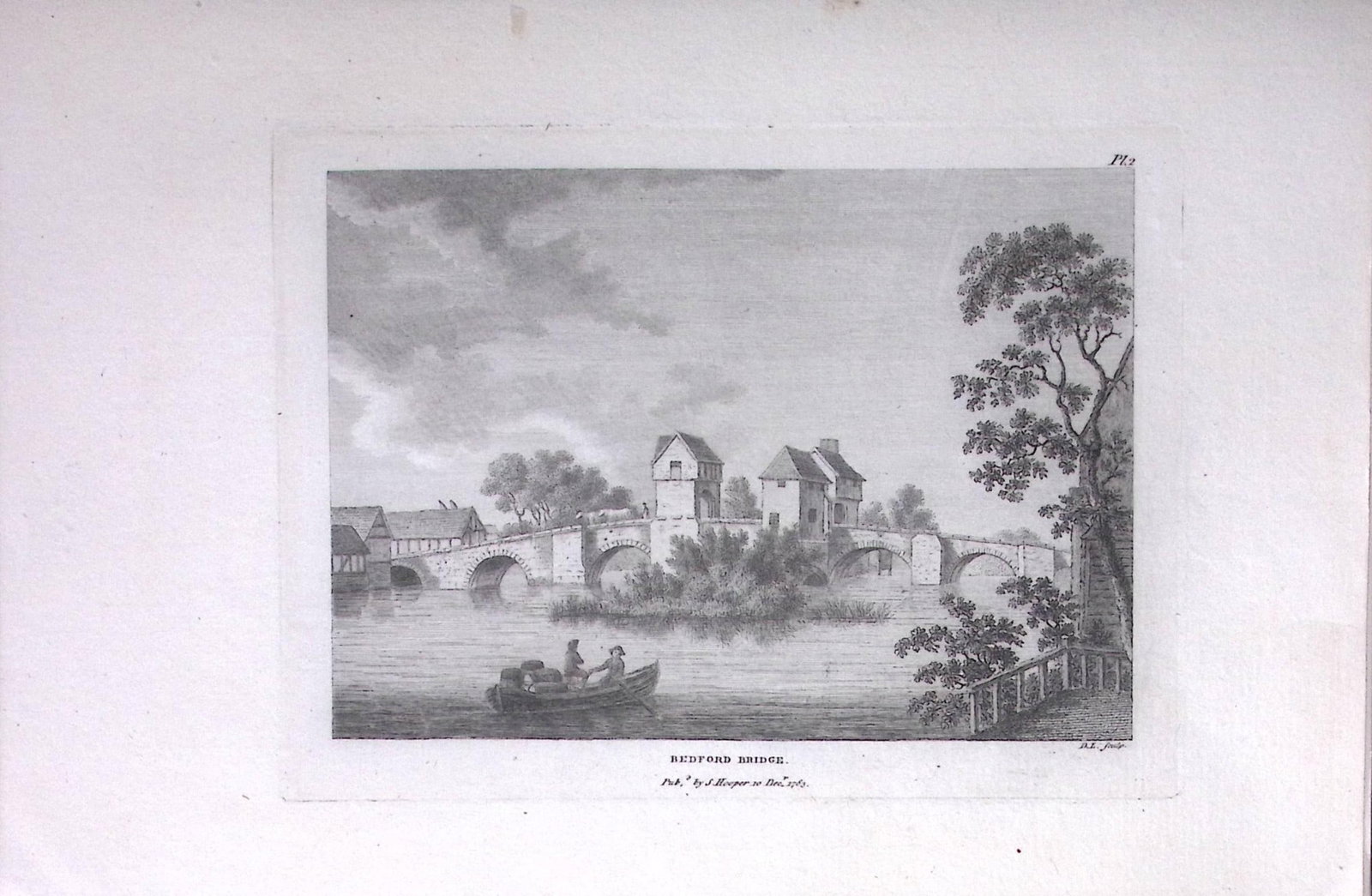 Bedford Bridge Francis Grose Rare 240 Years-Old Copper Engraving-21: Title: Bedford Bridge Francis Grose Rare 240 Years-Old Copper Engraving-21 Description: This Antique Book Plates Was Removed from an 8 Volume Edition. Francis Grose's Antiquities of England and Wales