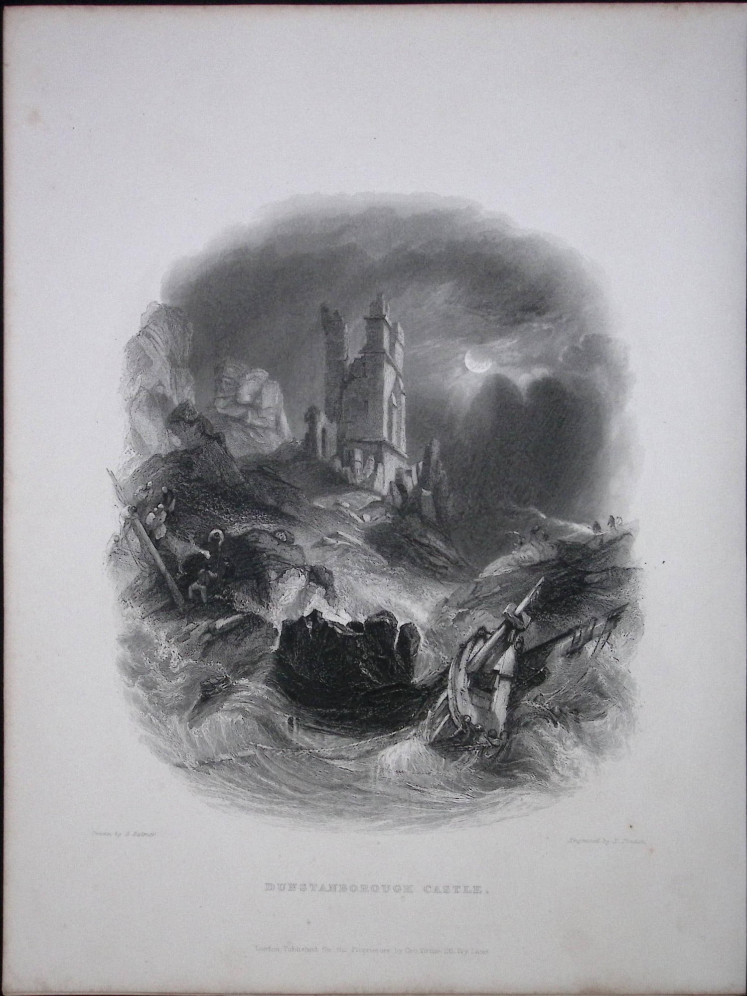 Dunstanborough Castle At Night WH Bartlett 183 Years-Old Antique Steel Engraving-58: Title: Dunstanborough Castle At Night WH Bartlett 183 Years-Old Antique Steel Engraving-58 Description: This Steel Engraved Print Has Been Removed from an Antique 1842 Edition of. Finden’s The