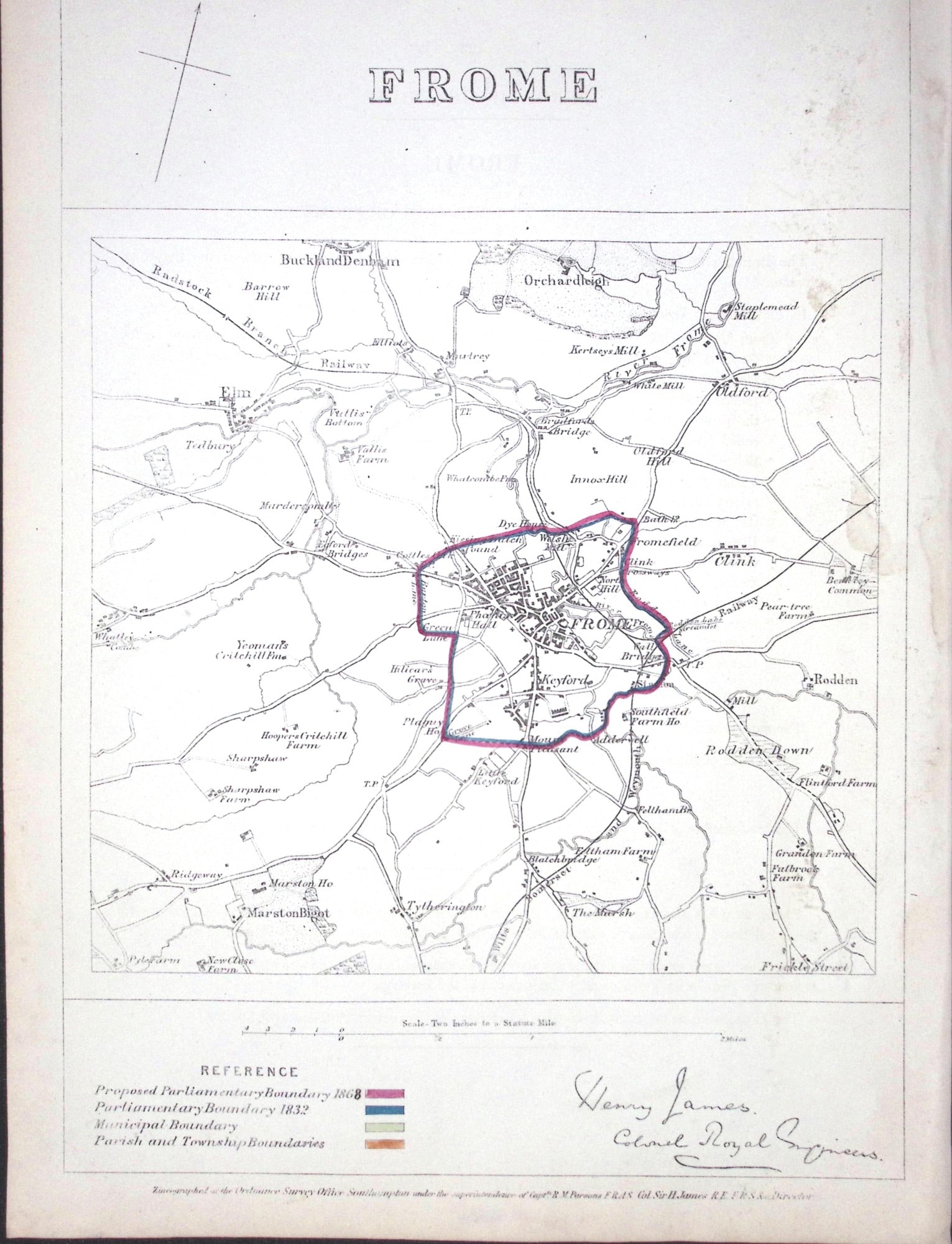 Frome Somerset Boundary Commission 157-Year-Old Coloured Antique Map.: Title: Frome Somerset Boundary Commission 157-Year-Old Coloured Antique Map. Description: Frome Somerset Boundary Commission 157-Year-Old Coloured Antique Map. Original Antique Lithograph Map Taken