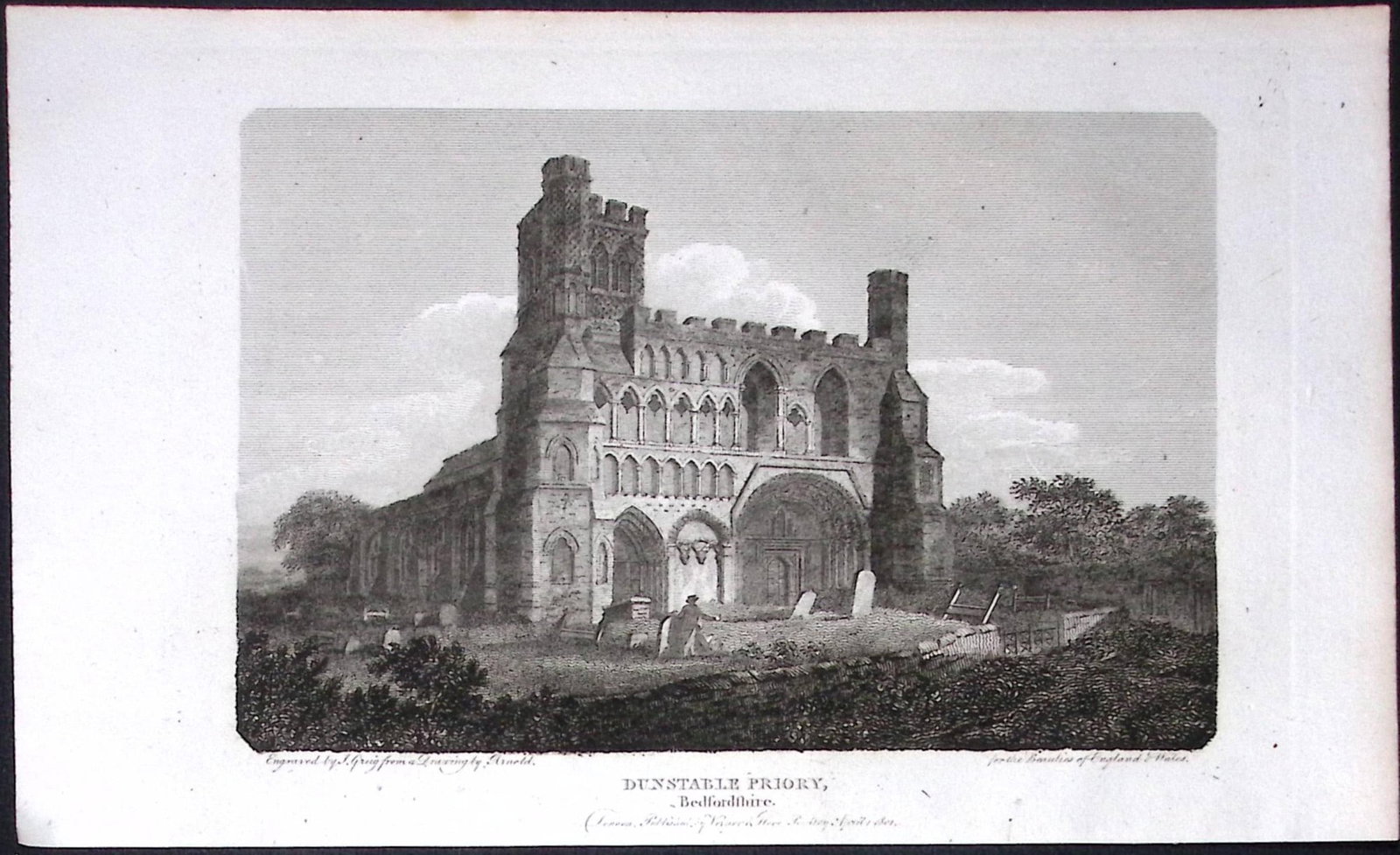 Dunstable Abbey Bedford Antique 225 Years-Old Georgian Steel-Engraving-411: Title: Dunstable Abbey Bedford Antique 225 Years-Old Georgian Steel-Engraving-411 Description: This Bedfordshire Georgian Antique Print Was Removed from a First Edition of. The Beauties of Engl