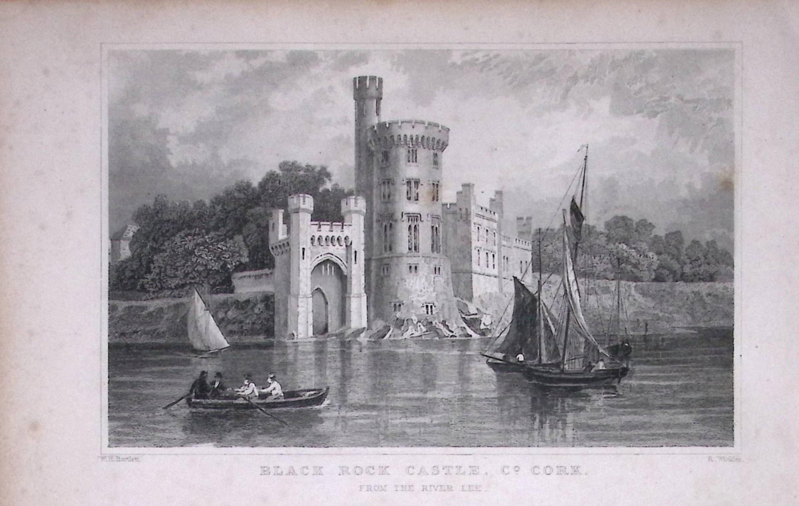 Cork Black Rock Castle 194 Years Old Antique Steel Engraving-41: Title: Cork Black Rock Castle 194 Years Old Antique Steel Engraving-41 Description: This Plate Was Removed from an Edition of Ireland Illustrated, from Original Drawings These 194-Year-Old Plate Are