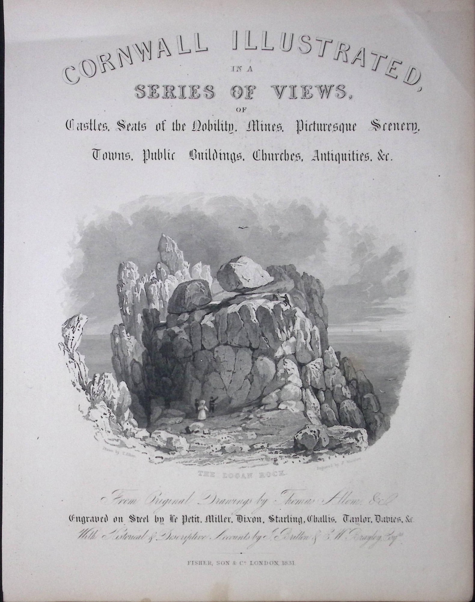 Cornwall The Logan Rock Penzance Antique 194 Years-Old Steel-Engraving.: Title: Cornwall The Logan Rock Penzance Antique 194 Years-Old Steel-Engraving. Description: Cornwall The Logan Rock Penzance Antique 194 Years-Old Steel-Engraving. This Antique Steel Engraving Was