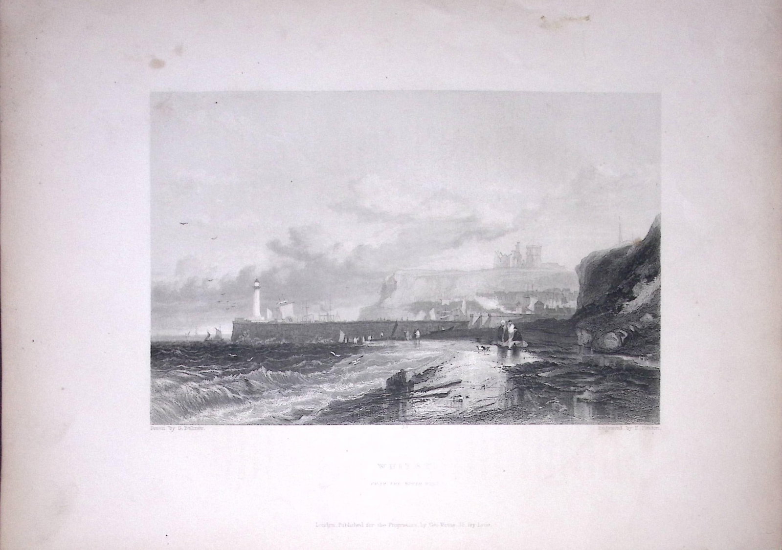 Whitby Castle & Pier Yorkshire WH Bartlett 1842 Antique Steel Engraving-11-TR: Title: Whitby Castle & Pier Yorkshire WH Bartlett 1842 Antique Steel Engraving-11-TR Description: This Steel Engraved Print Has Been Removed from an Antique 1842 Edition of. Finden’s The