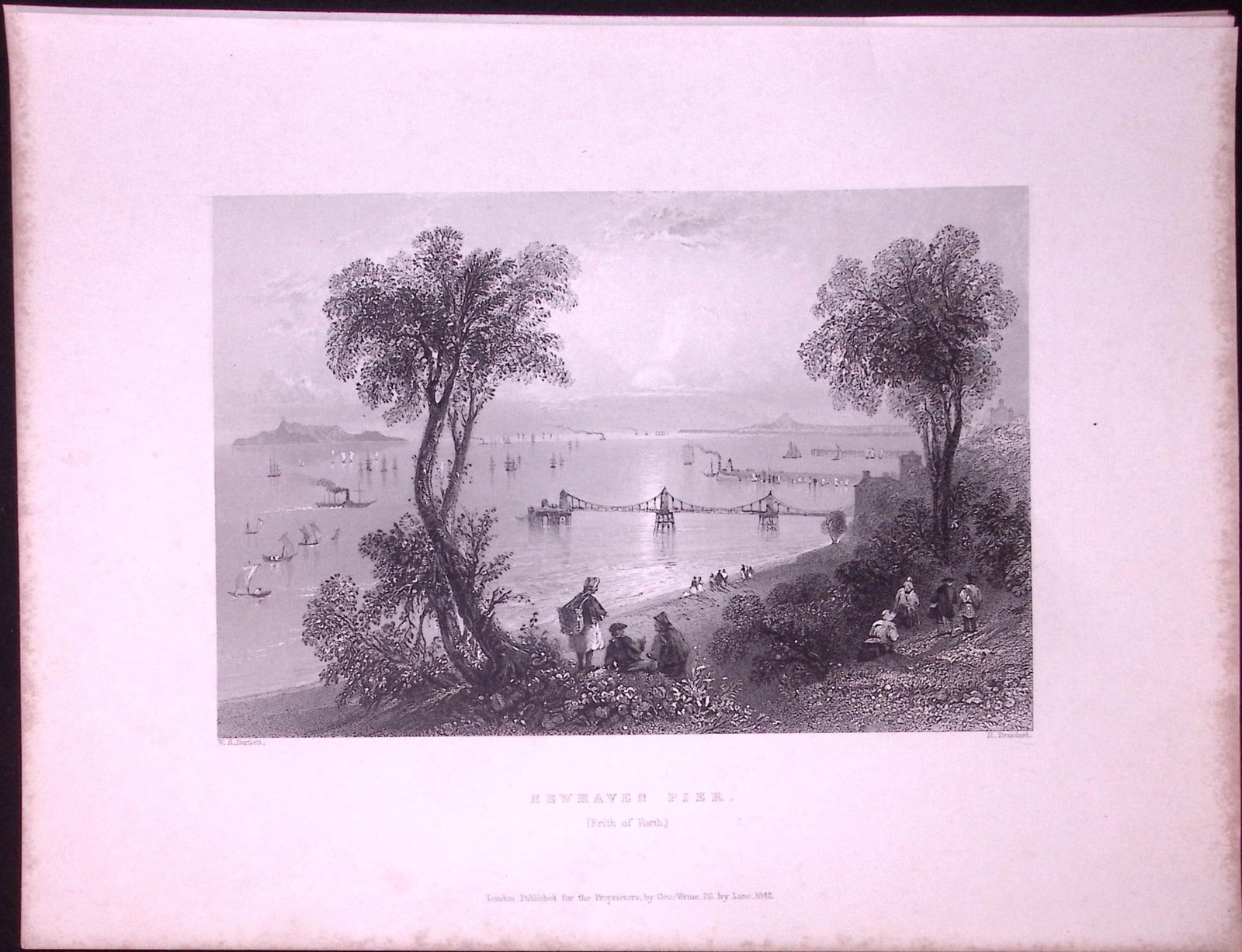 Edinburgh Newhaven Pier Scotland WH Bartlett 183 Years-Old Antique Steel Engraving-81a: Title: Edinburgh Newhaven Pier Scotland WH Bartlett 183 Years-Old Antique Steel Engraving-81a Description: This Steel Engraved Print Has Been Removed from an Antique 1842 Edition of. Finden’s