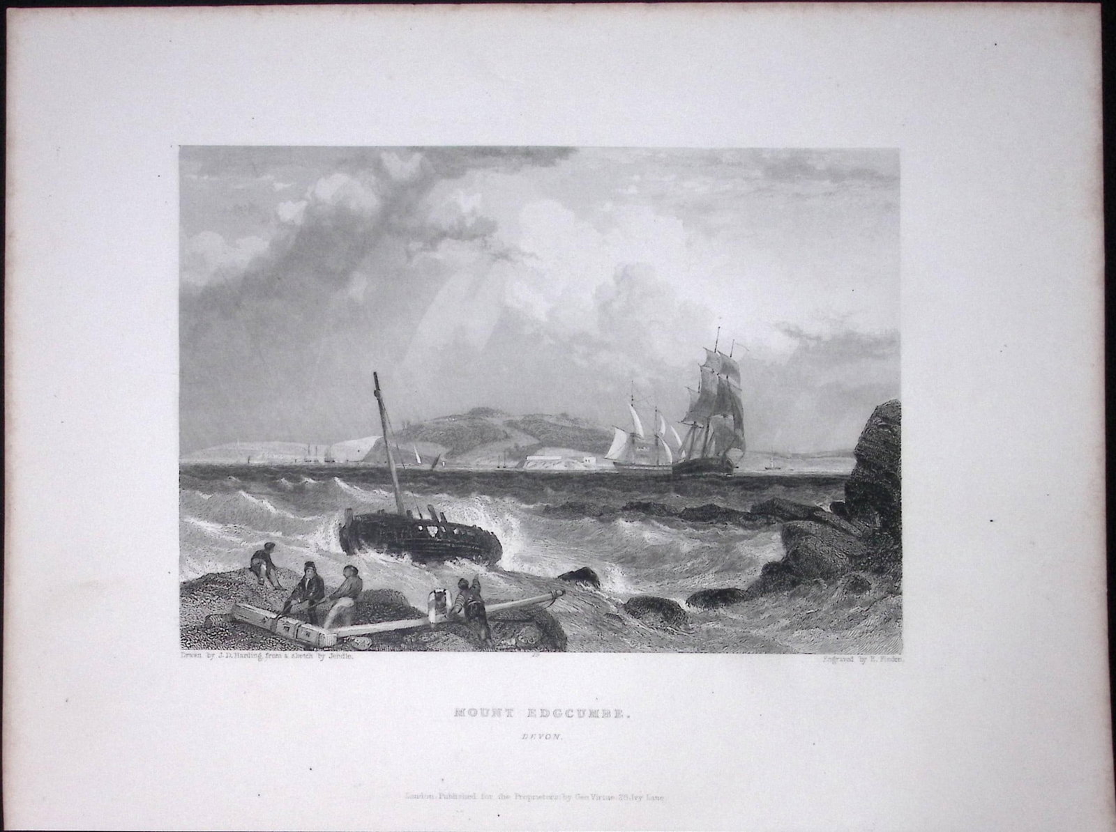 Cornwall Mount Edgcumbe WH Bartlett 183 Years-Old Antique Steel Engraving-17: Title: Cornwall Mount Edgcumbe WH Bartlett 183 Years-Old Antique Steel Engraving-17 Description: This Steel Engraved Print Has Been Removed from an Antique 1842 Edition of. Finden’s The Ports,
