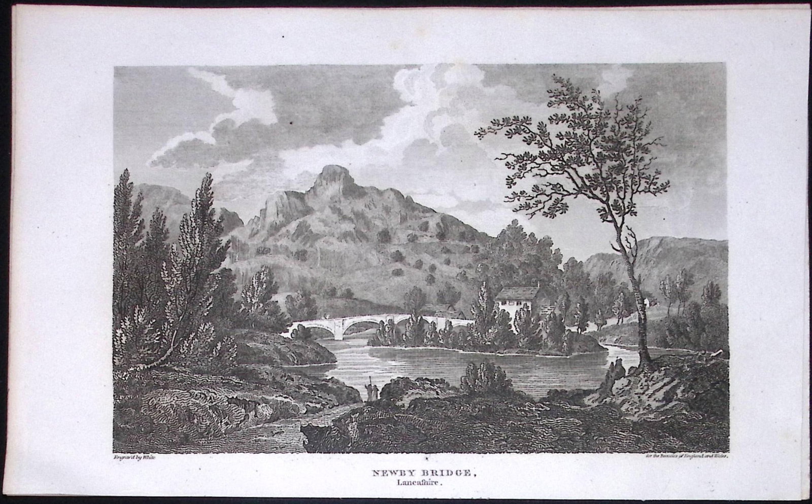 Newby Bridge Lake District Lancashire Antique 218 Years-Old Steel-Engraving-2: Title: Newby Bridge Lake District Lancashire Antique 218 Years-Old Steel-Engraving-2 Description: This Antique Steel Engraving Was Removed from a 195-Year-Old Edition of. Lancashire Illustrated in a