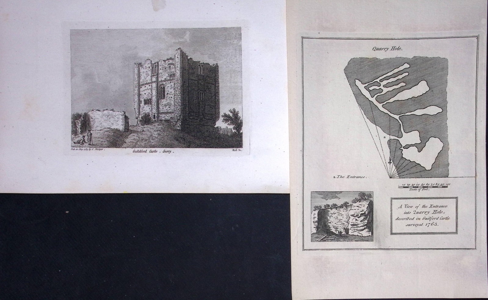 Surrey Guildford Castle & Plan Francis Grose Rare 240 Years-Old Copper Engraving-37: Title: Surrey Guildford Castle & Plan Francis Grose Rare 240 Years-Old Copper Engraving-37 Description: These Antique Book Plates Was Removed from an 8 Volume Edition Francis Grose's Antiquitie
