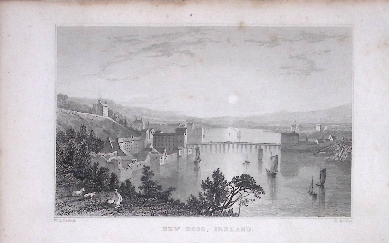 Wexford Ireland New Ross 194 Years Old Antique Steel Engraving-10 (1 of 2)