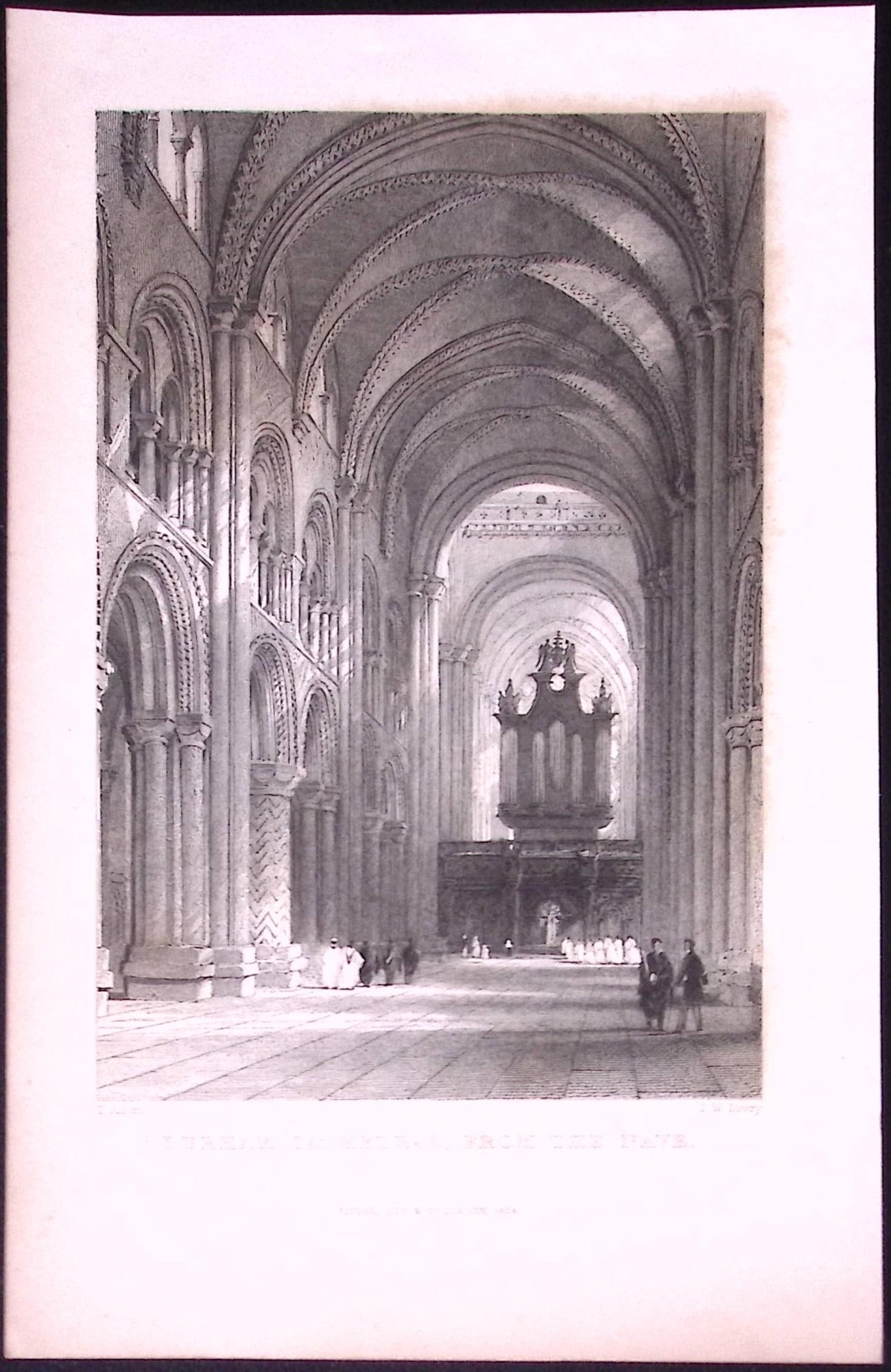 Durham Cathedral View From the Nave 1835 Antique Steel Engraving-13-TR (1 of 2)