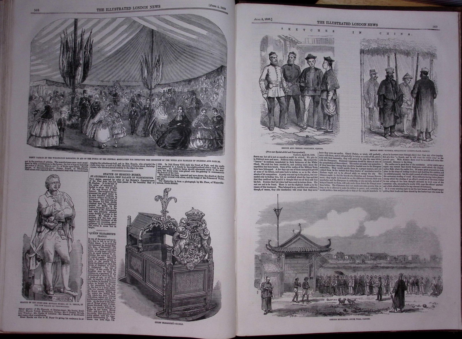 The Illustrated London News Antique Bound Edition Jan-June 1858 Over 600 Pages. - 10