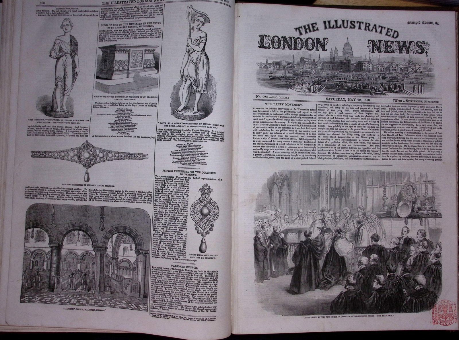 The Illustrated London News Antique Bound Edition Jan-June 1858 Over 600 Pages. - 12