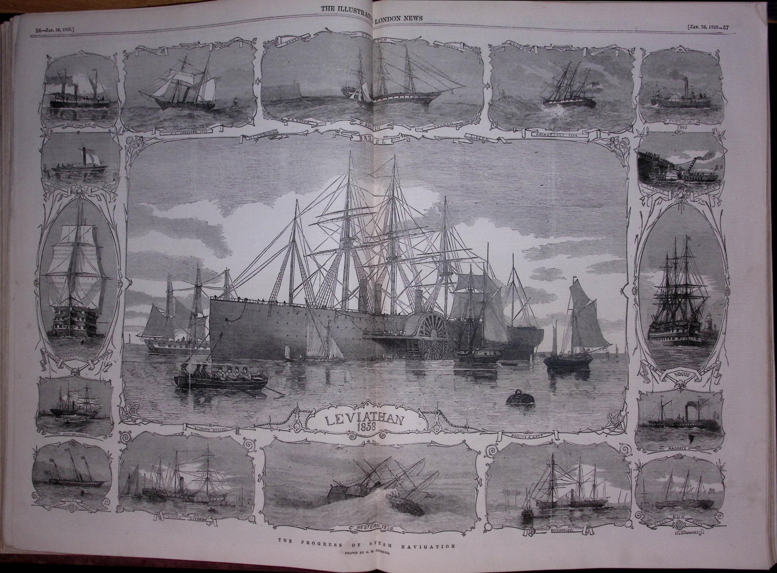 The Illustrated London News Antique Bound Edition Jan-June 1858 Over 600 Pages. - 17