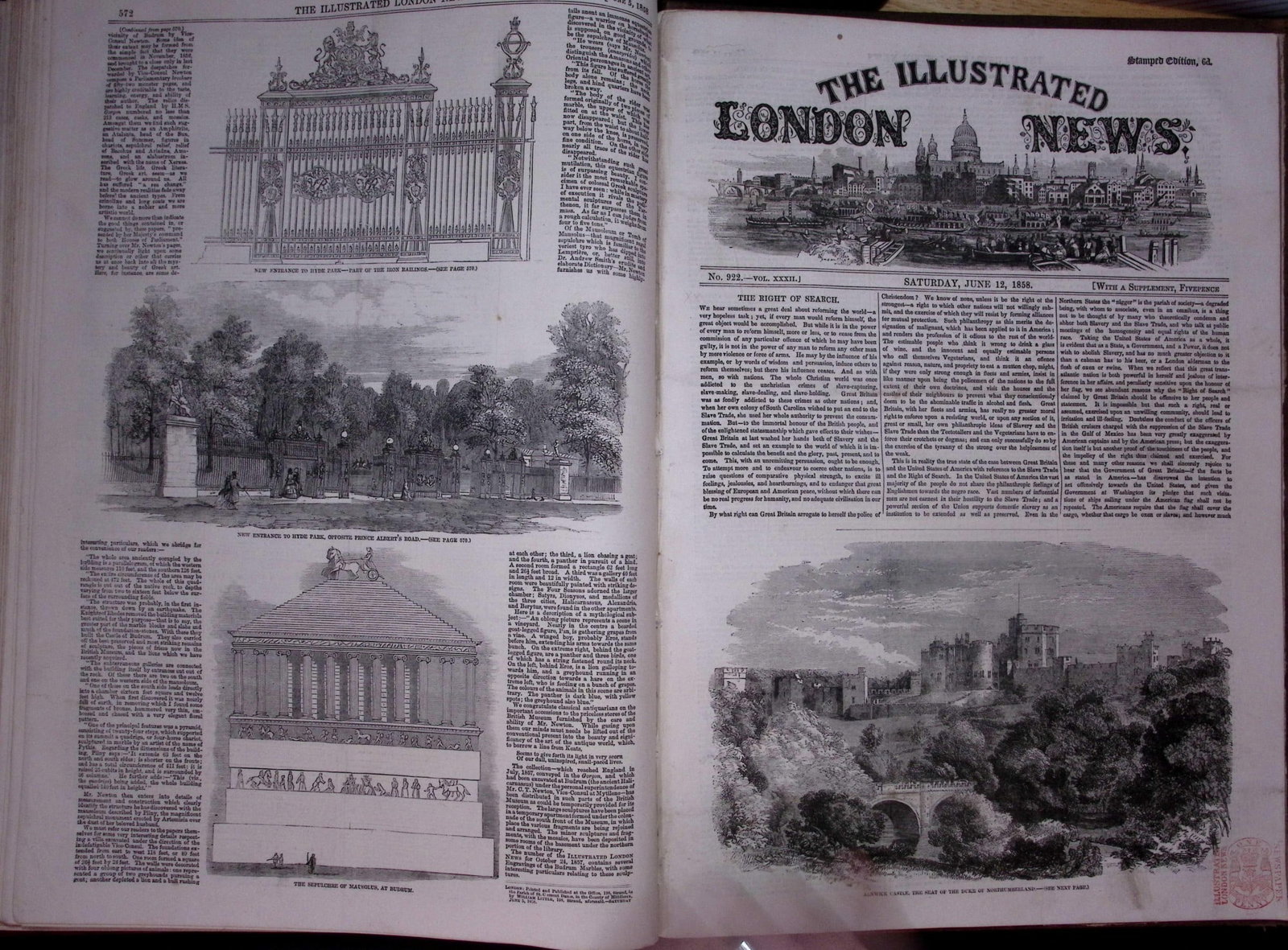 The Illustrated London News Antique Bound Edition Jan-June 1858 Over 600 Pages. - 7