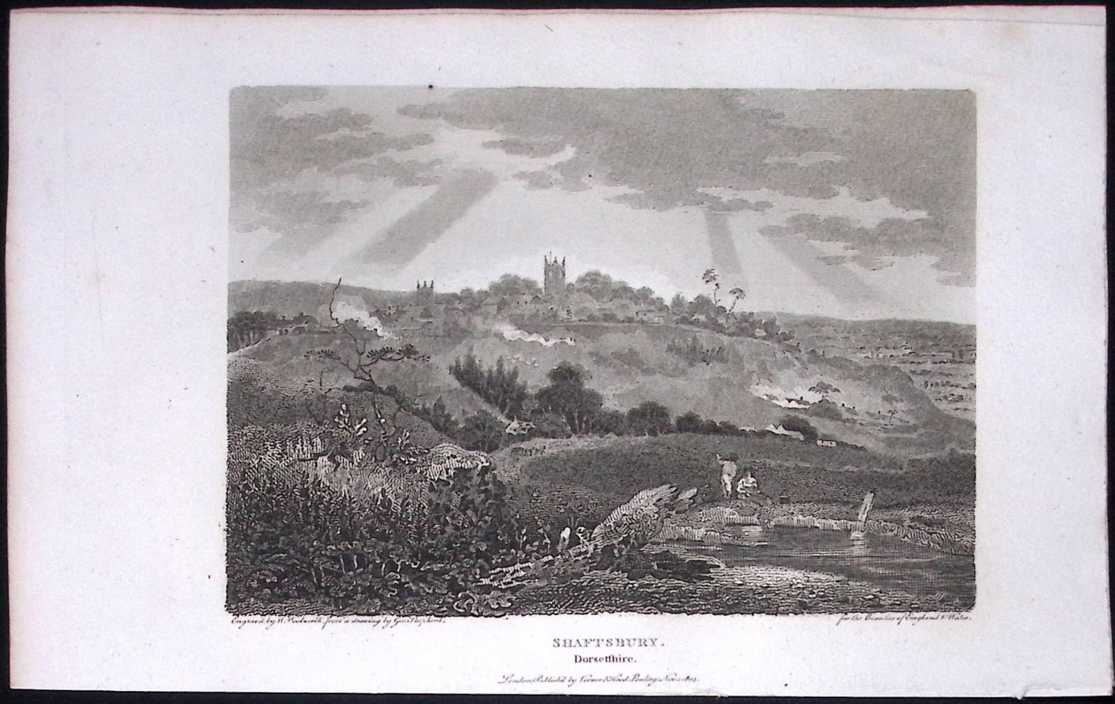 Shaftsbury Dorsetshire Antique 223 Years-Old Georgian Steel-Engraving-177: Title: Shaftsbury Dorsetshire Antique 223 Years-Old Georgian Steel-Engraving-177 Description: This Dorsetshire Georgian Antique Print Was Removed from a First Edition of. The Beauties of Englan