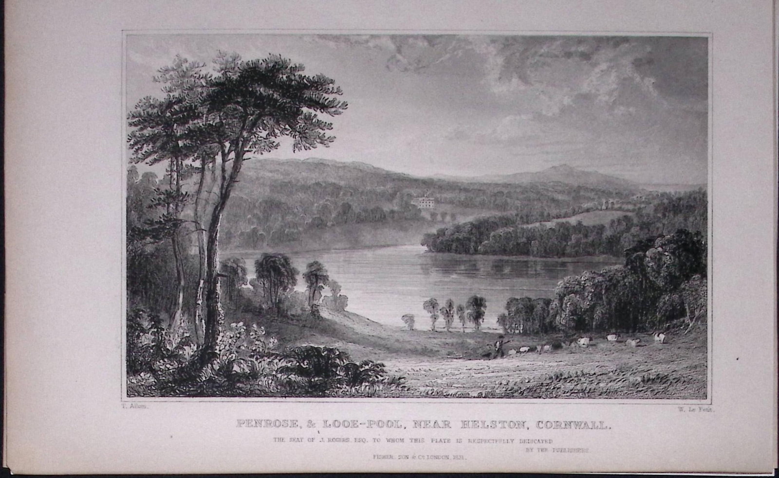 Cornwall Helston Penrose & Looe-Pool Antique 193 Years-Old Steel-Engraving-20: Title: Cornwall Helston Penrose & Looe-Pool Antique 193 Years-Old Steel-Engraving-20 Description: This Antique Steel Engraving Was Removed from a 193-Year-Old Edition of. Devon and Cornwall