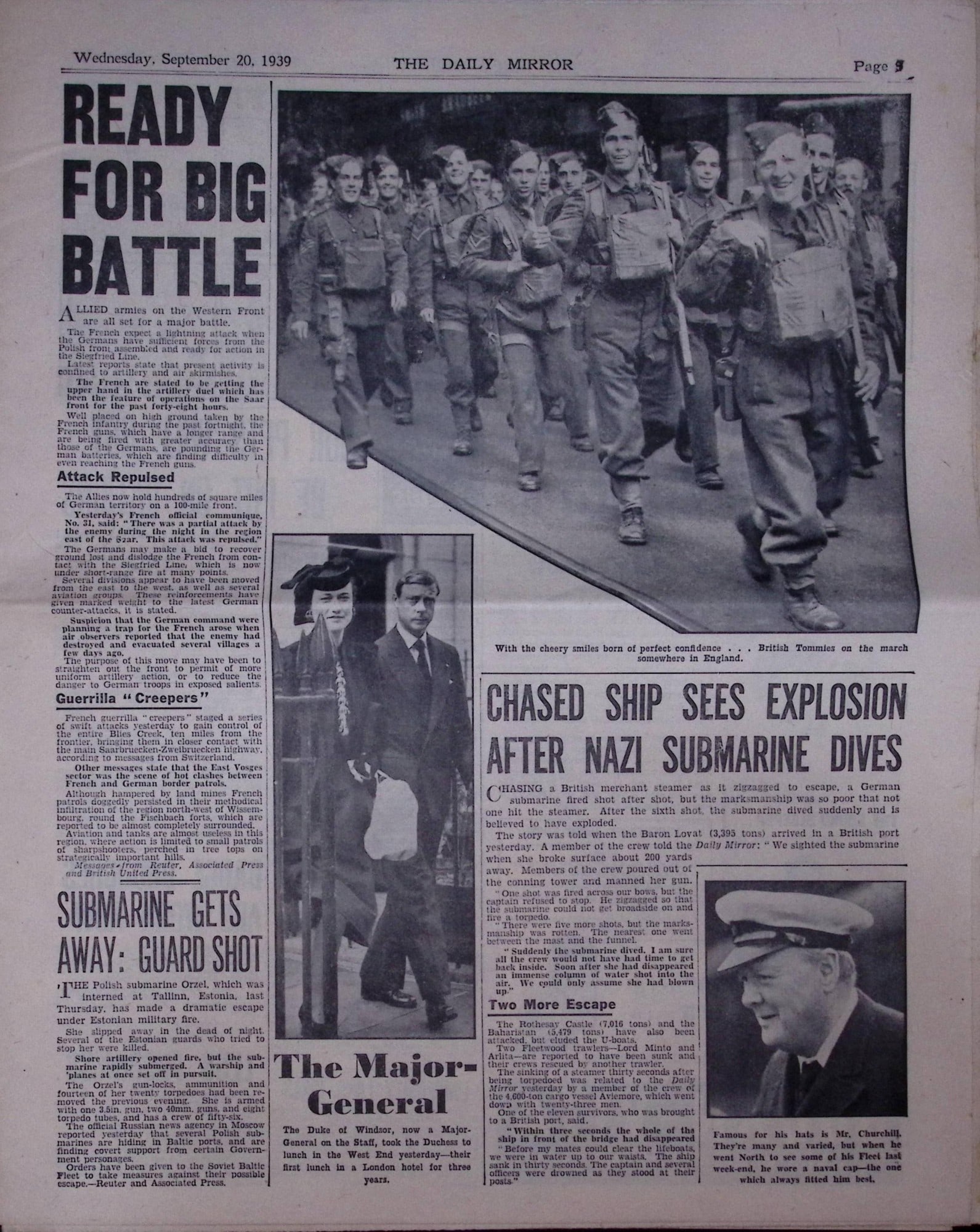Job-Lot Original 1939 WW2 Newspapers Images & Reports of The War-22. - 13