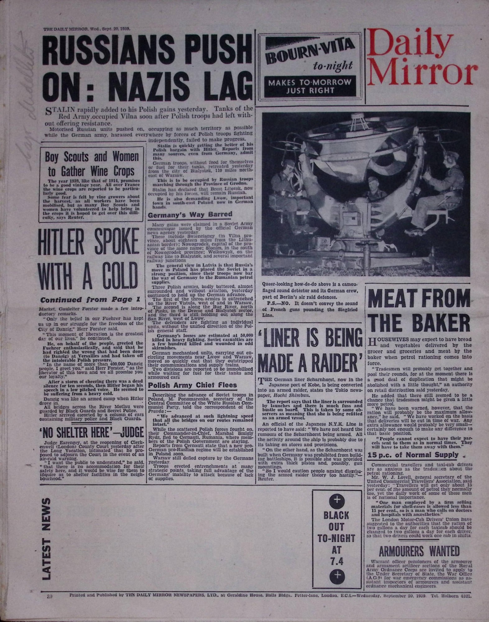 Job-Lot Original 1939 WW2 Newspapers Images & Reports of The War-22. - 15