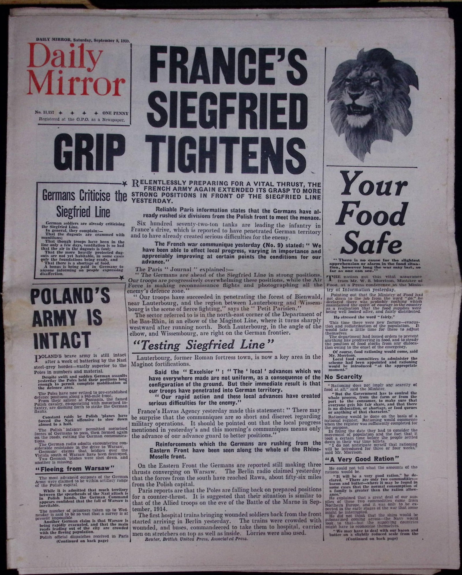 Job-Lot Original 1939 WW2 Newspapers Images & Reports of The War-22. - 4