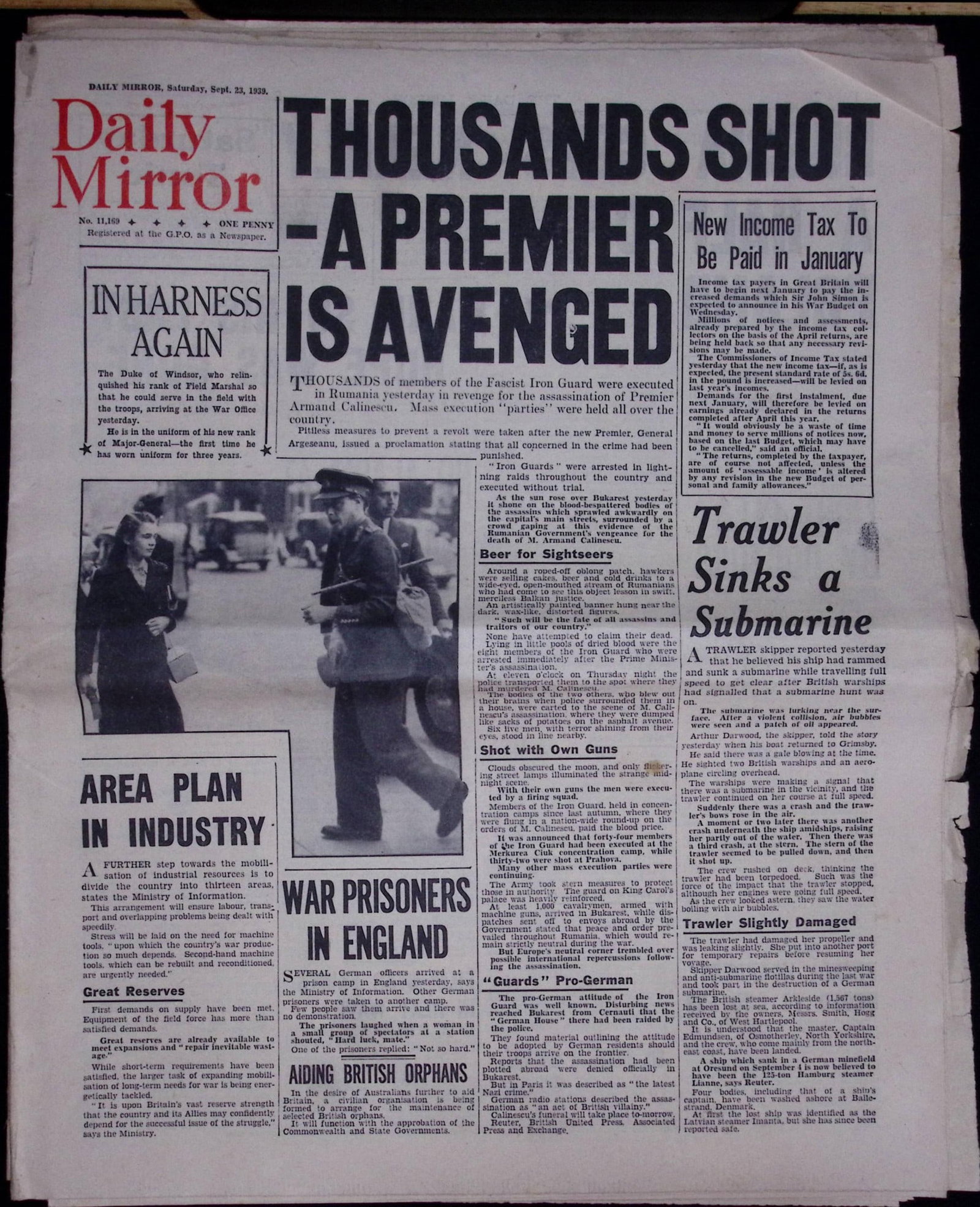 Job-Lot Original 1939 WW2 Newspapers Images & Reports of The War-22. - 5