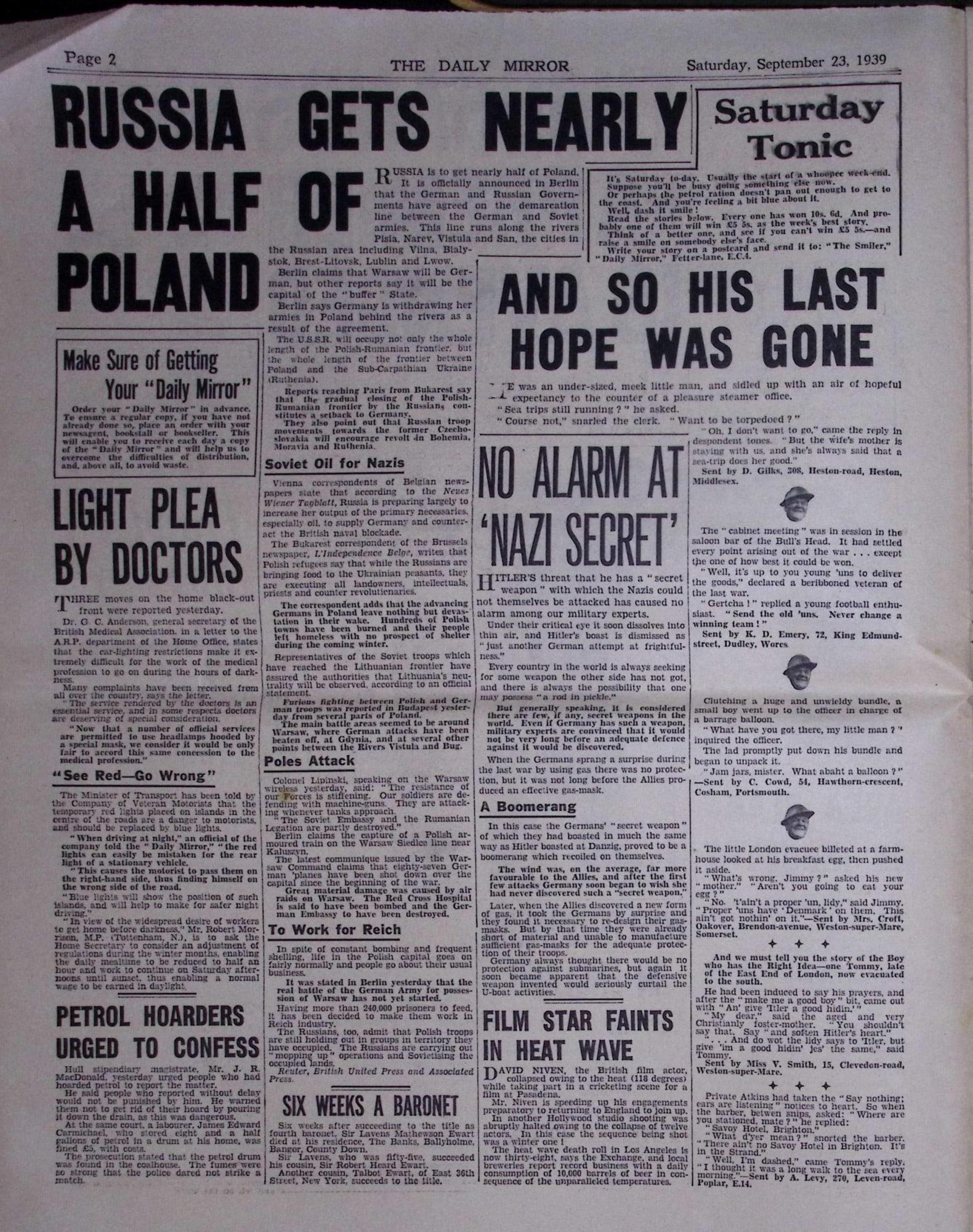 Job-Lot Original 1939 WW2 Newspapers Images & Reports of The War-22. - 7