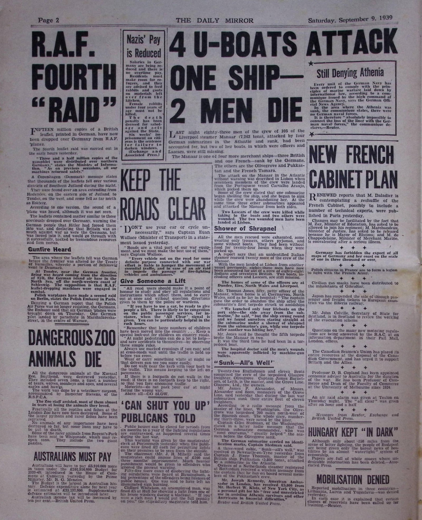 Job-Lot Original 1939 WW2 Newspapers Images & Reports of The War-22. - 8
