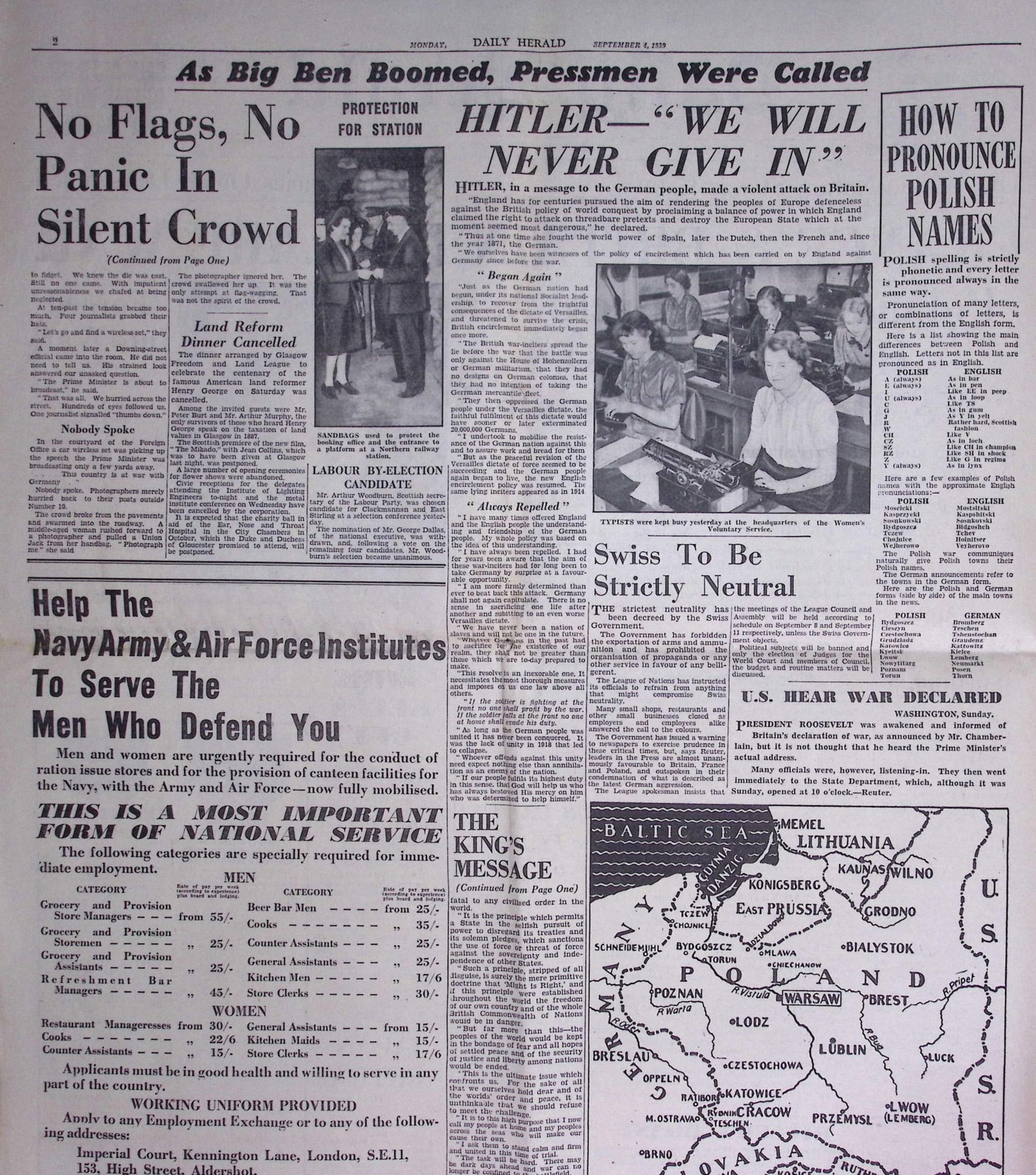 Britain & Allies Declaration of War on Germany WW2 Original 1939 Newspaper-10. - 3