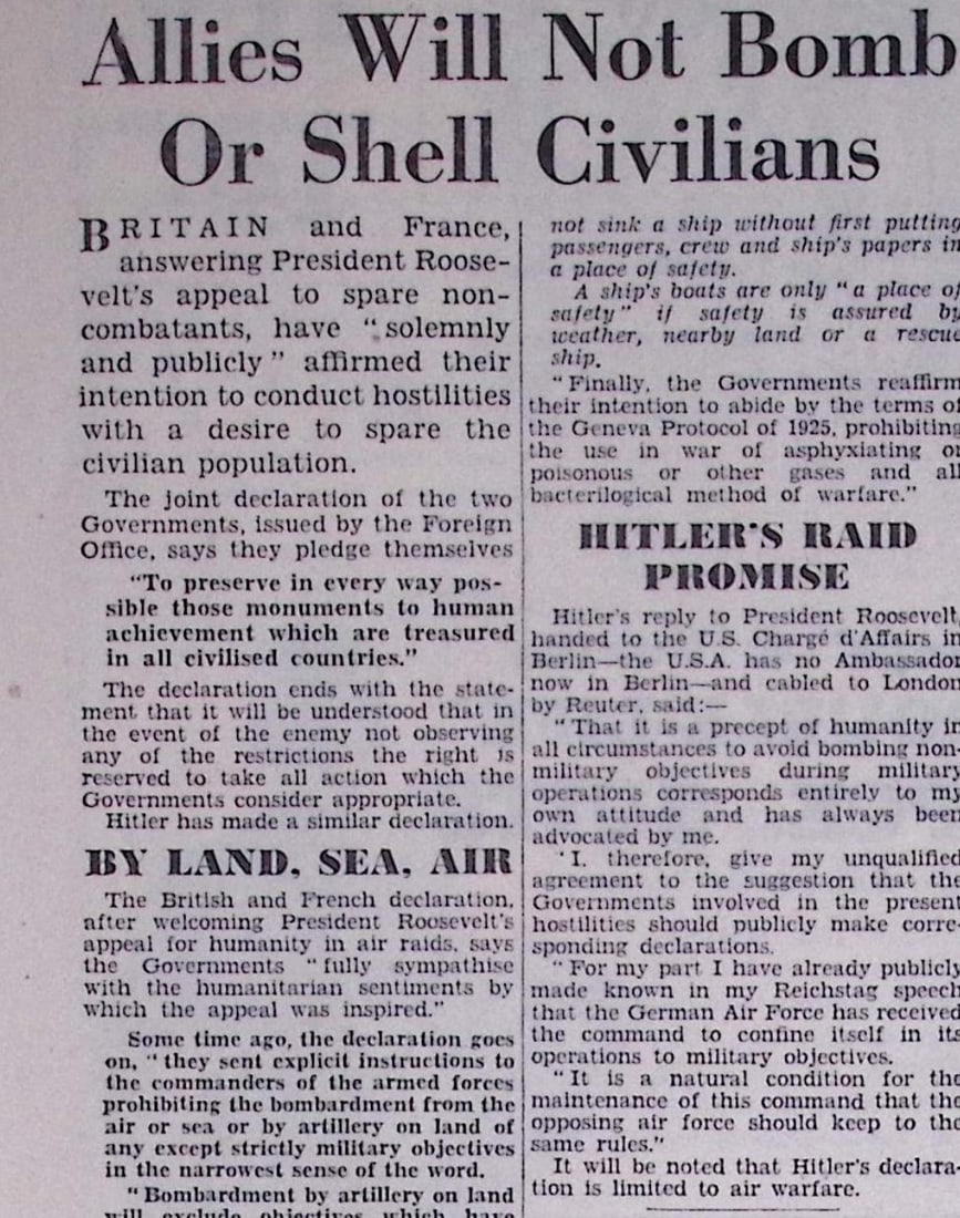 Britain & Allies Declaration of War on Germany WW2 Original 1939 Newspaper-10. - 6