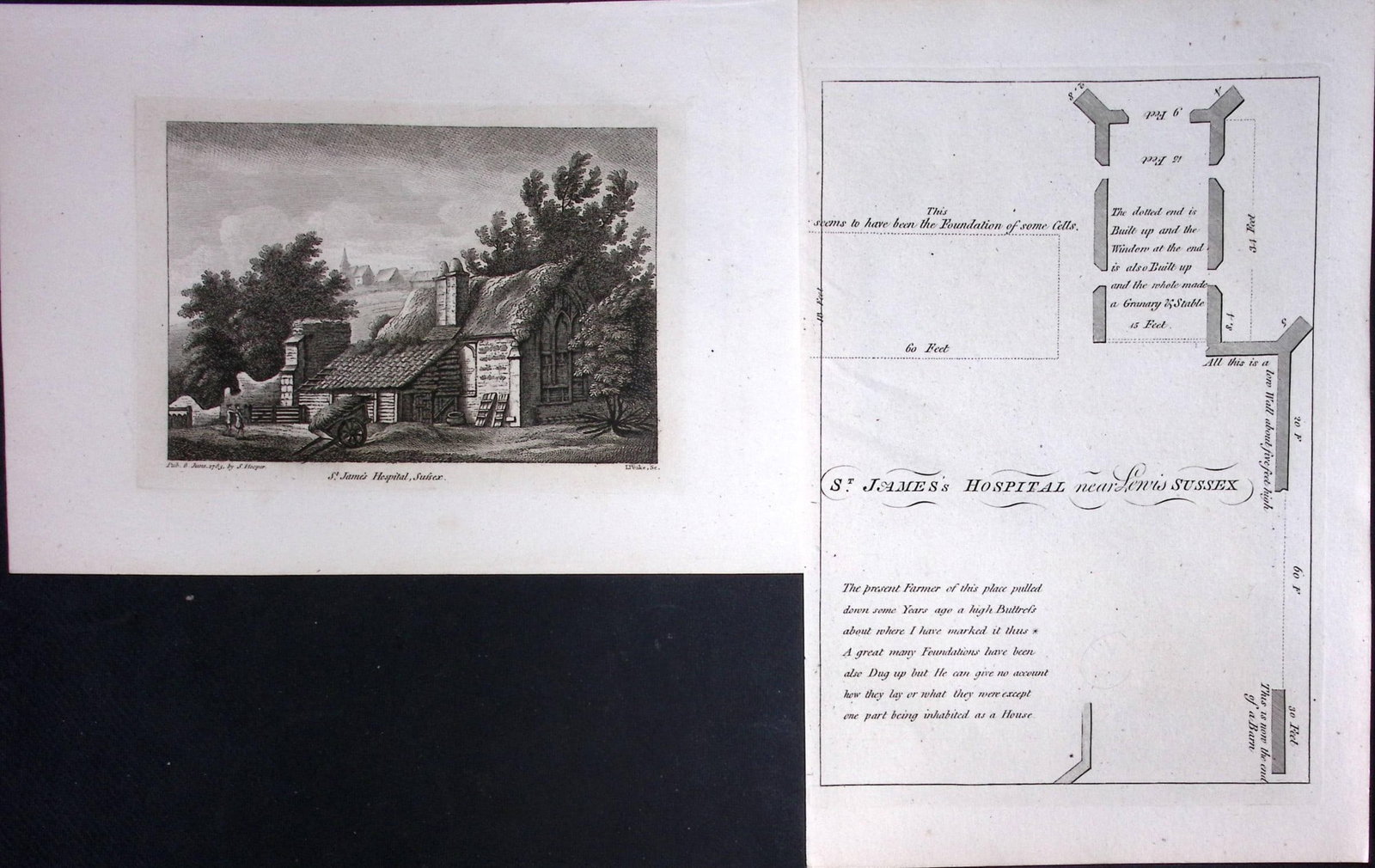 Sussex St John’s Hospital & Plan Francis Grose Rare 240 Years-Old Copper Engraving-35: Title: Sussex St John’s Hospital & Plan Francis Grose Rare 240 Years-Old Copper Engraving-35 Description: These Antique Book Plates Was Removed from an 8 Volume Edition Francis Grose's