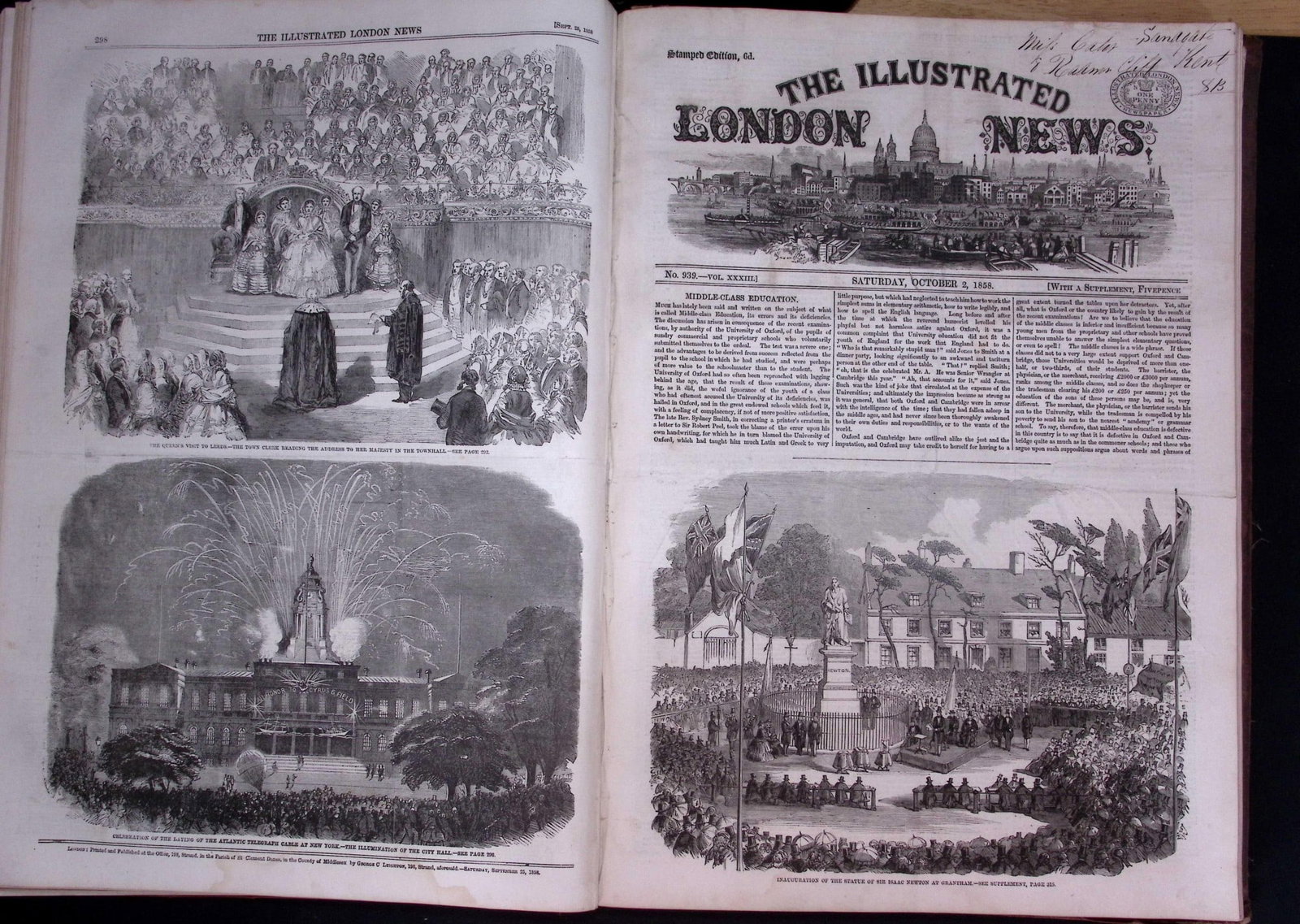 The Illustrated London News Antique Bound Edition July-Dec 1858 Over 600 Pages. - 17