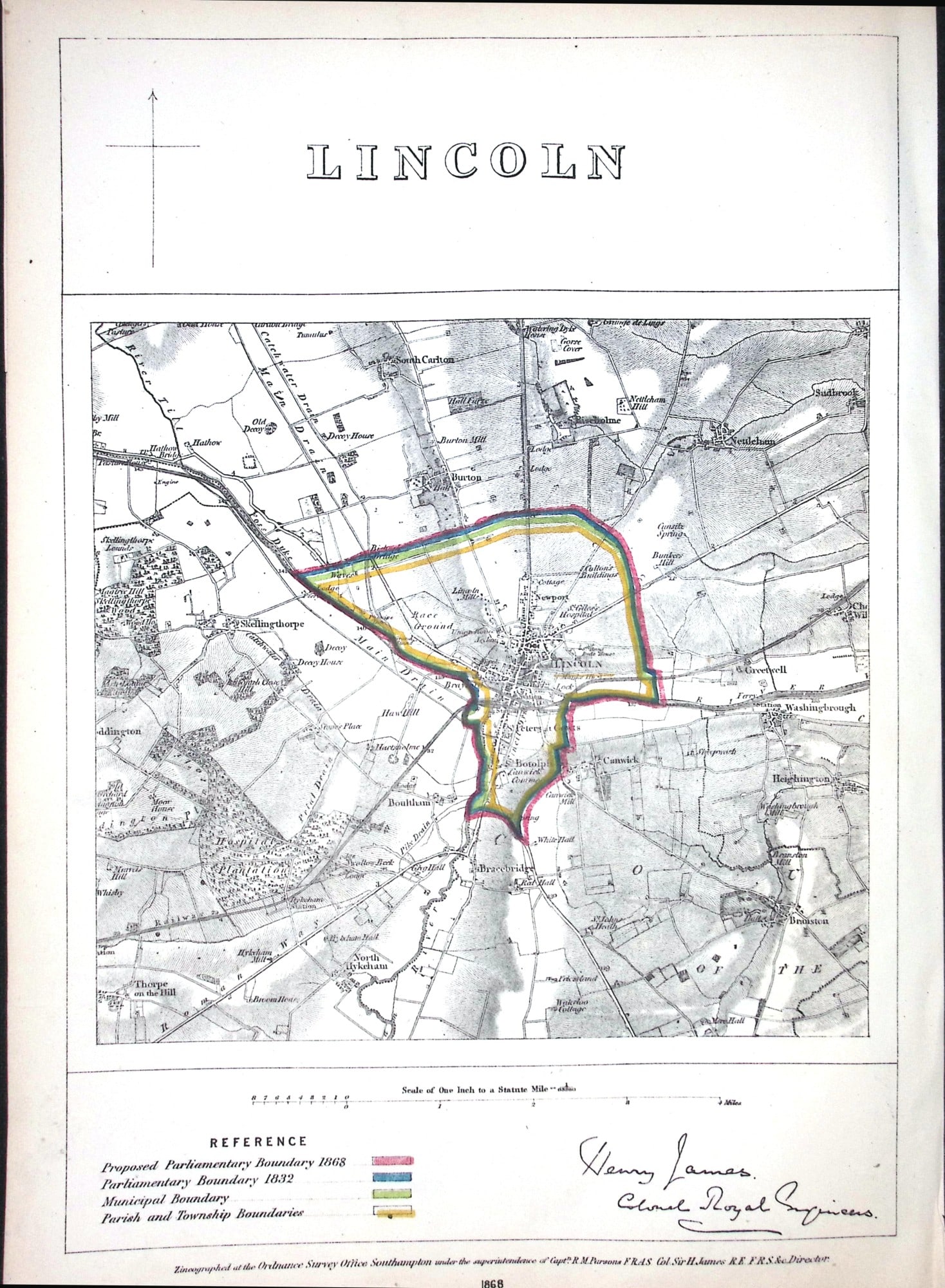 Lincoln City & District Boundary Commission 157-Year-Old Coloured Antique Map.: Title: Lincoln City & District Boundary Commission 157-Year-Old Coloured Antique Map. Description: Lincoln City & District Boundary Commission 157-Year-Old Coloured Antique Map. Origina