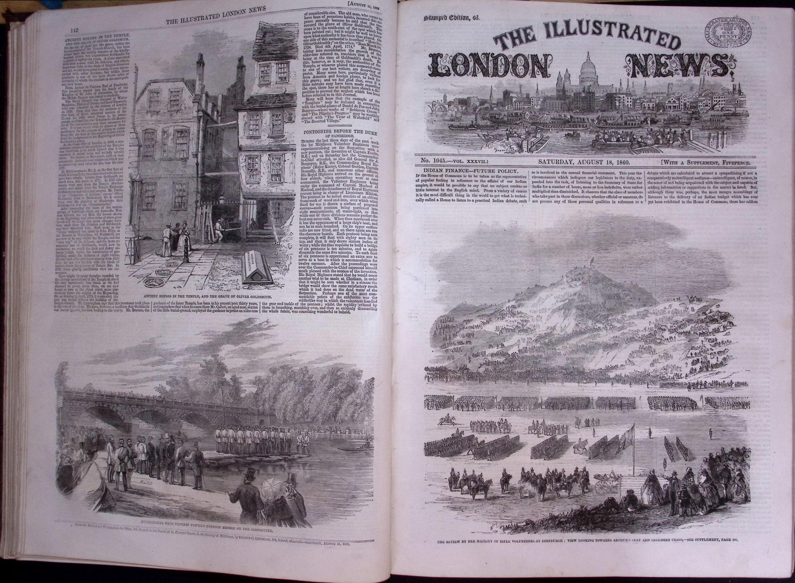 The Illustrated London News Antique Bound Edition July-Dec 1860 Over 600 Pages. - 10