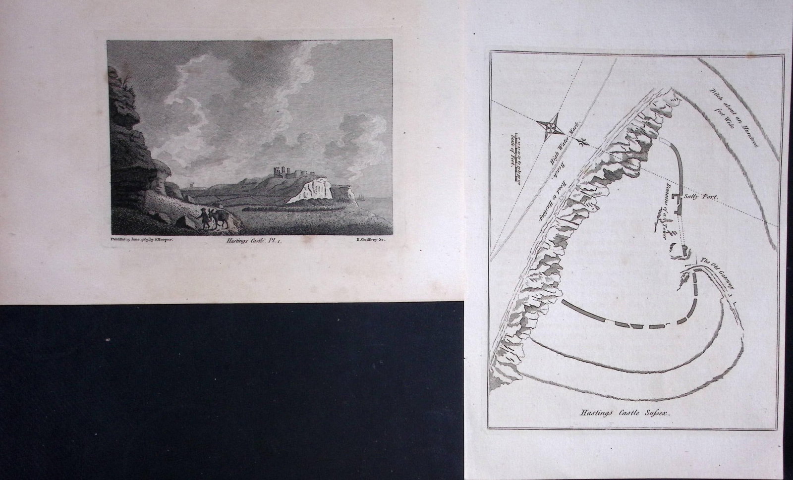 Sussex Hastings Castle & Plan Francis Grose Rare 240 Years-Old Copper Engraving-36: Title: Sussex Hastings Castle & Plan Francis Grose Rare 240 Years-Old Copper Engraving-36 Description: These Antique Book Plates Was Removed from an 8 Volume Edition Francis Grose's Antiquities