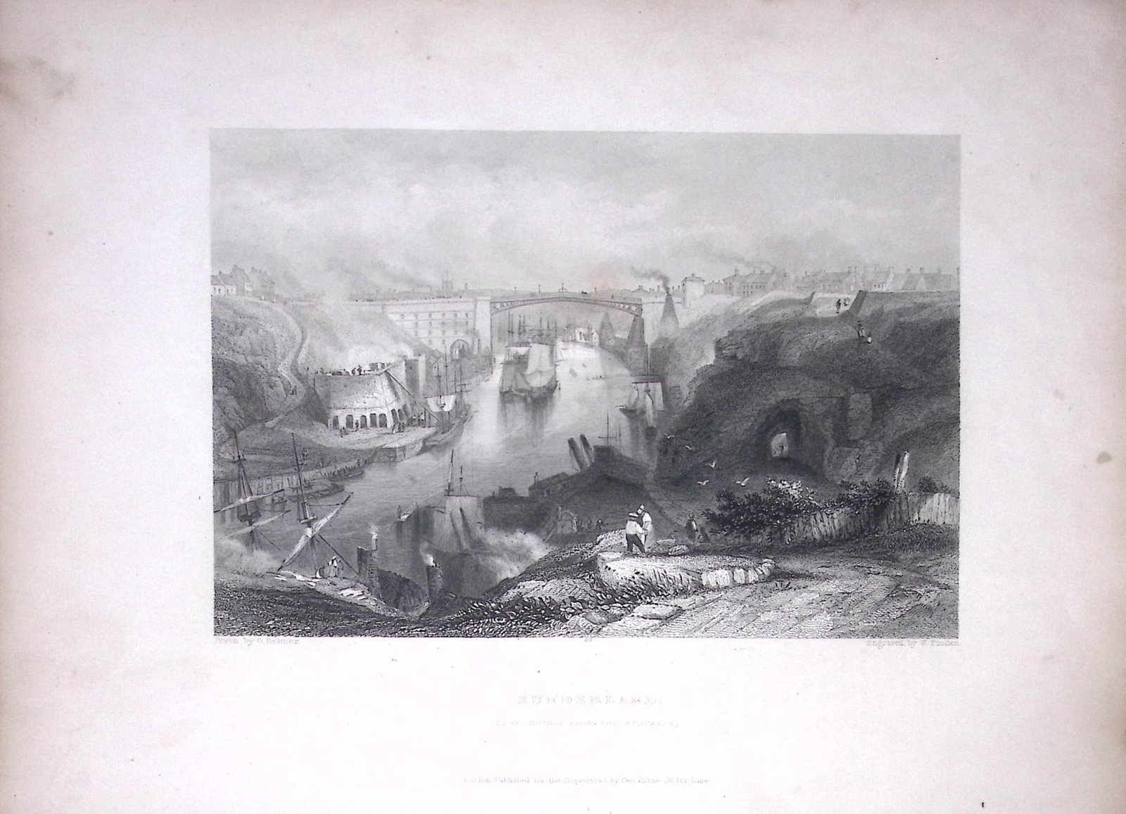 City of Sunderland WH Bartlett 1842 Antique Steel Engraving-8-TR (1 of 2)