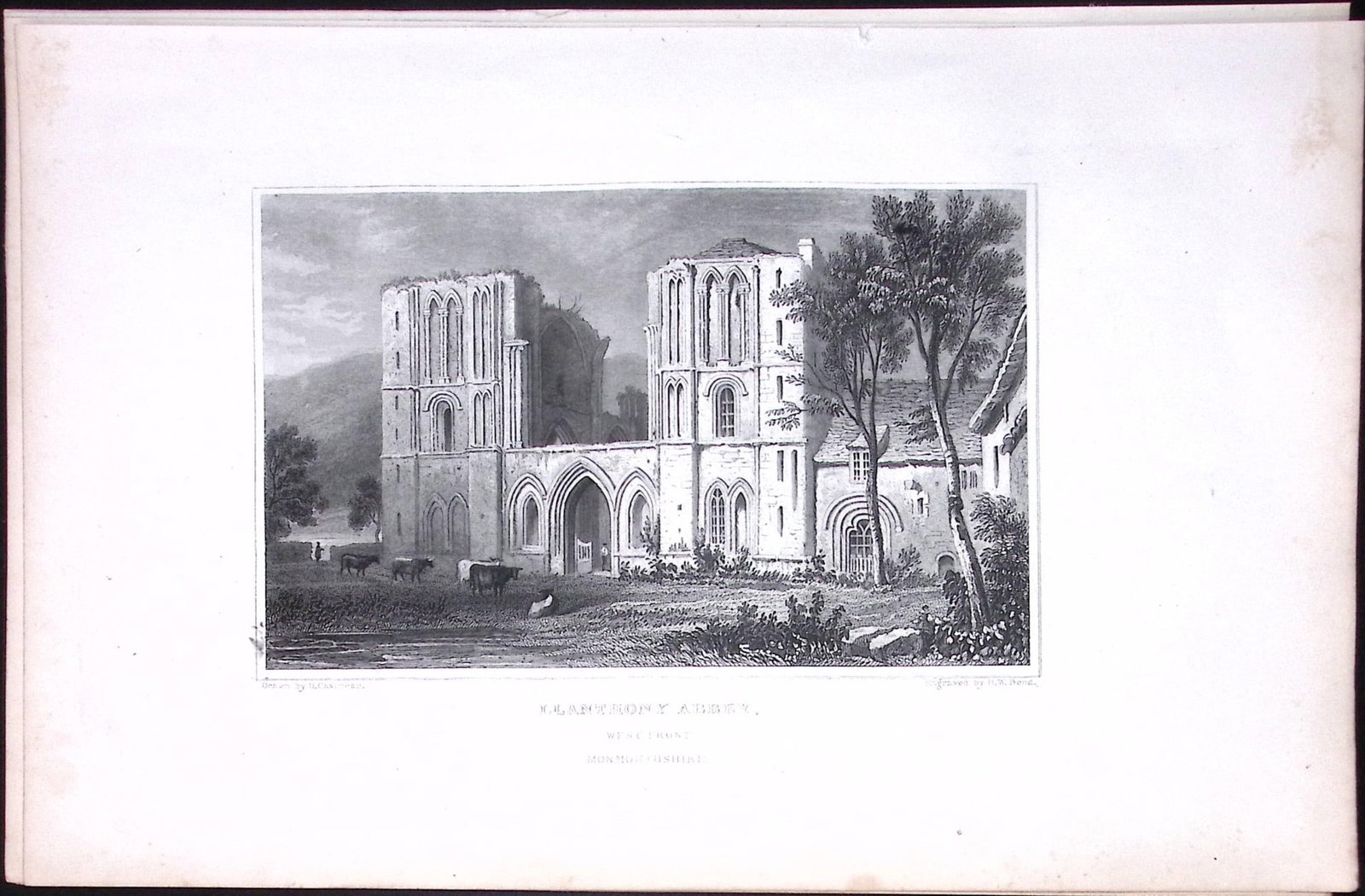 Wales-Llanthony Abbey Brecon Beacons Antique 166-Year-Old Steel Engraving-11a: Title: Wales-Llanthony Abbey Brecon Beacons Antique 166-Year-Old Steel Engraving-11a Description: This Antique Steel Engraving Was Removed from a 166-Year-Old Edition of. B. B. Woodward’s