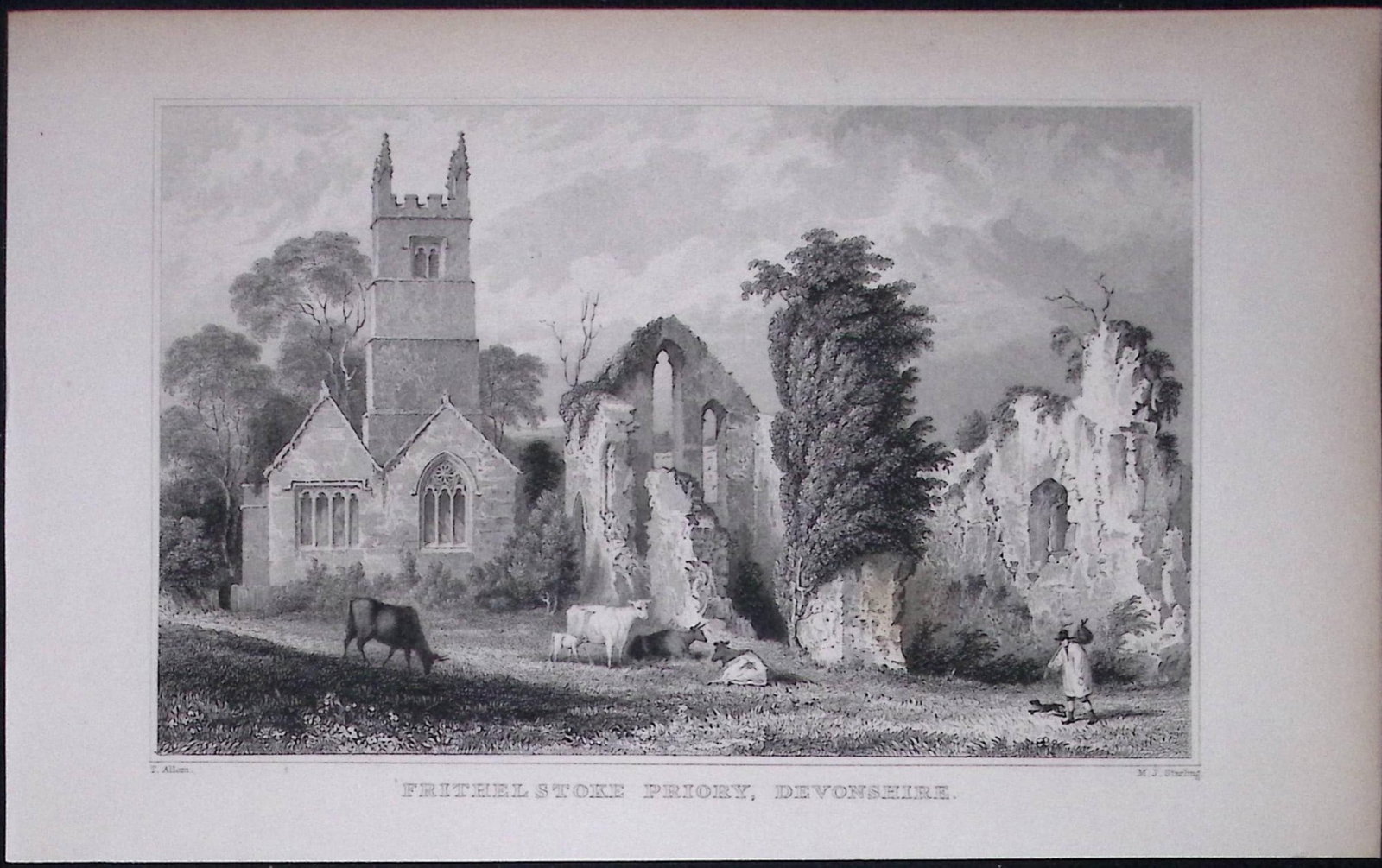 Frithelstoke Abbey Devonshire Antique 193 Years-Old Steel-Engraving-51: Title: Frithelstoke Abbey Devonshire Antique 193 Years-Old Steel-Engraving-51 Description: This Antique Steel Engraving Was Removed from a 193-Year-Old Edition of. Devon and Cornwall Illustrated in a