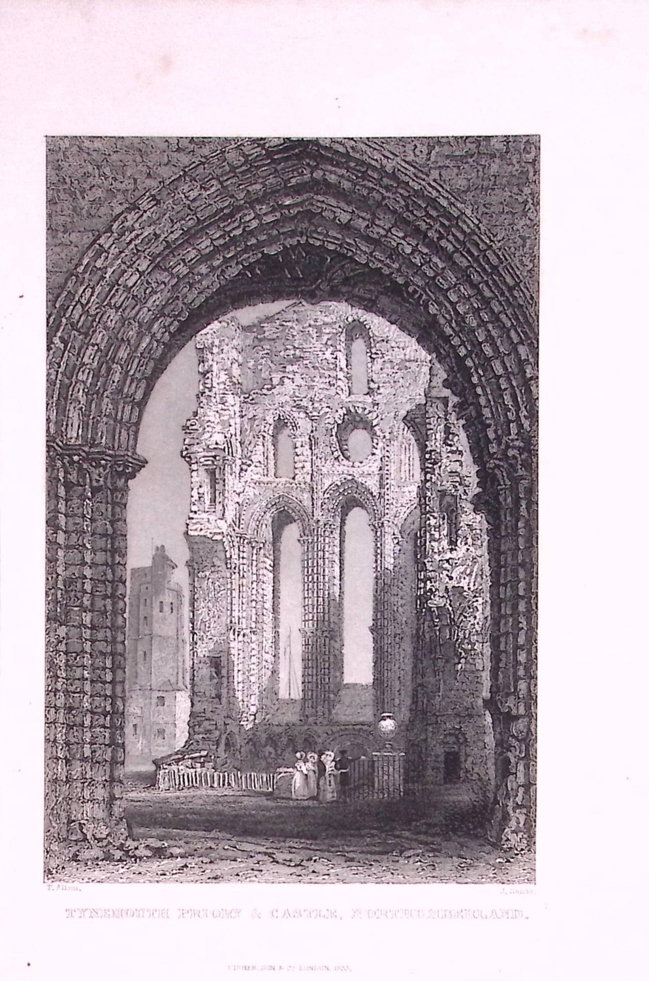 Tynemouth Priory Northumberland 1835 Antique Steel Engraving-9-TR: Title: Tynemouth Priory Northumberland 1835 Antique Steel Engraving-9-TR Description: This Image Steel Engraved Print Has Been Removed from an Antique 1835 Edition of. Westmorland, Cumberland,