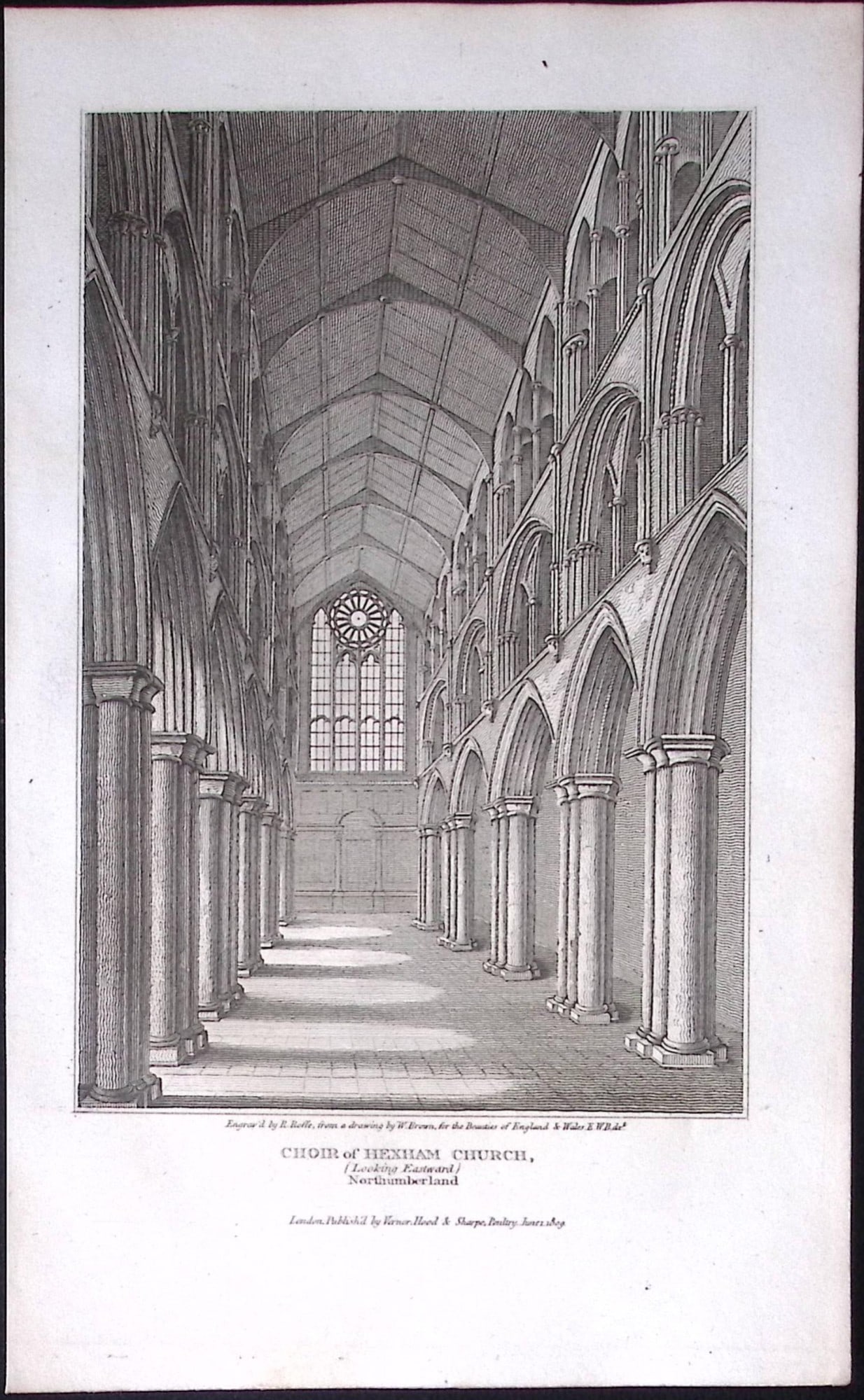 Northumberland Hexham Choir Church Antique 223 Years-Old Steel-Engraving-140: Title: Northumberland Hexham Choir Church Antique 223 Years-Old Steel-Engraving-140 Description: The Beauties of England and Wales Antique 24 Volume Set. Published in 1802 During the Reign of King