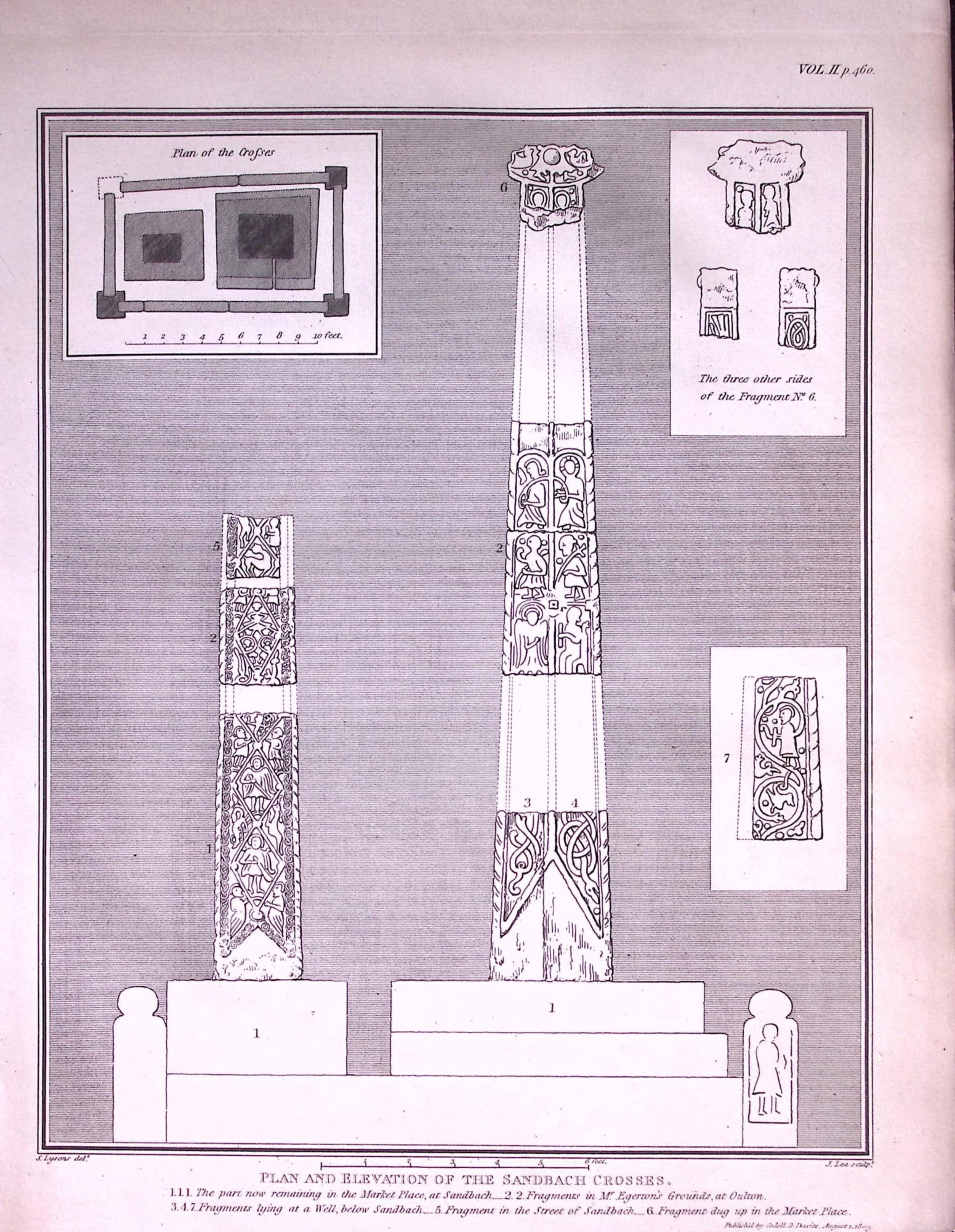 Plan of Sandbach Crosses Cheshire Antique 216-Year-Old Copperplate Print-13-TR: Title: Plan of Sandbach Crosses Cheshire Antique 216-Year-Old Copperplate Print-13-TR Description: This Antique Copperplate Print Has Been Removed from an Edition of. Magna Britannia The