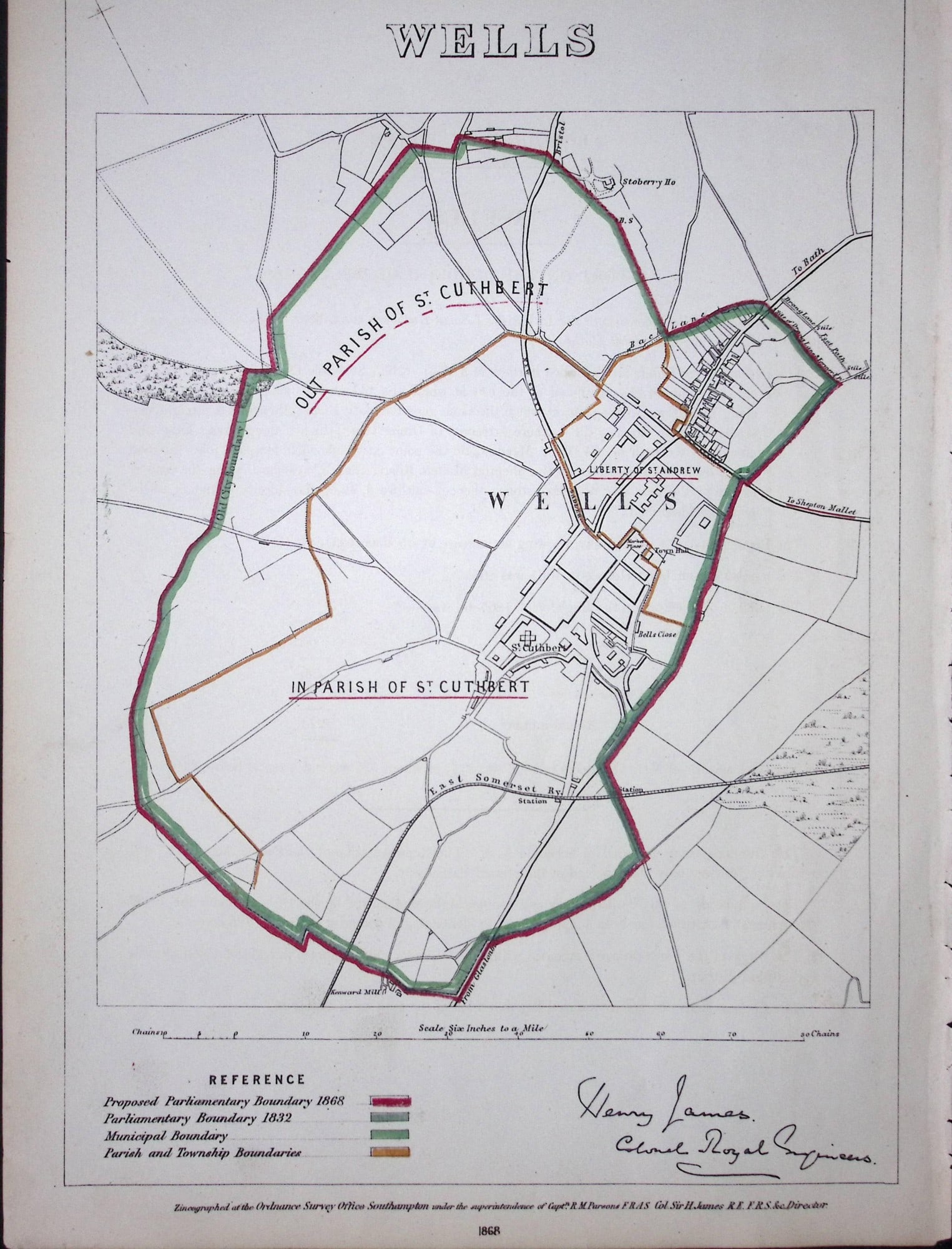 Wells Somerset Boundary Commission 157-Year-Old Coloured Antique Map.: Title: Wells Somerset Boundary Commission 157-Year-Old Coloured Antique Map. Description: Wells Somerset Boundary Commission 157-Year-Old Coloured Antique Map. Original Antique Lithograph Map