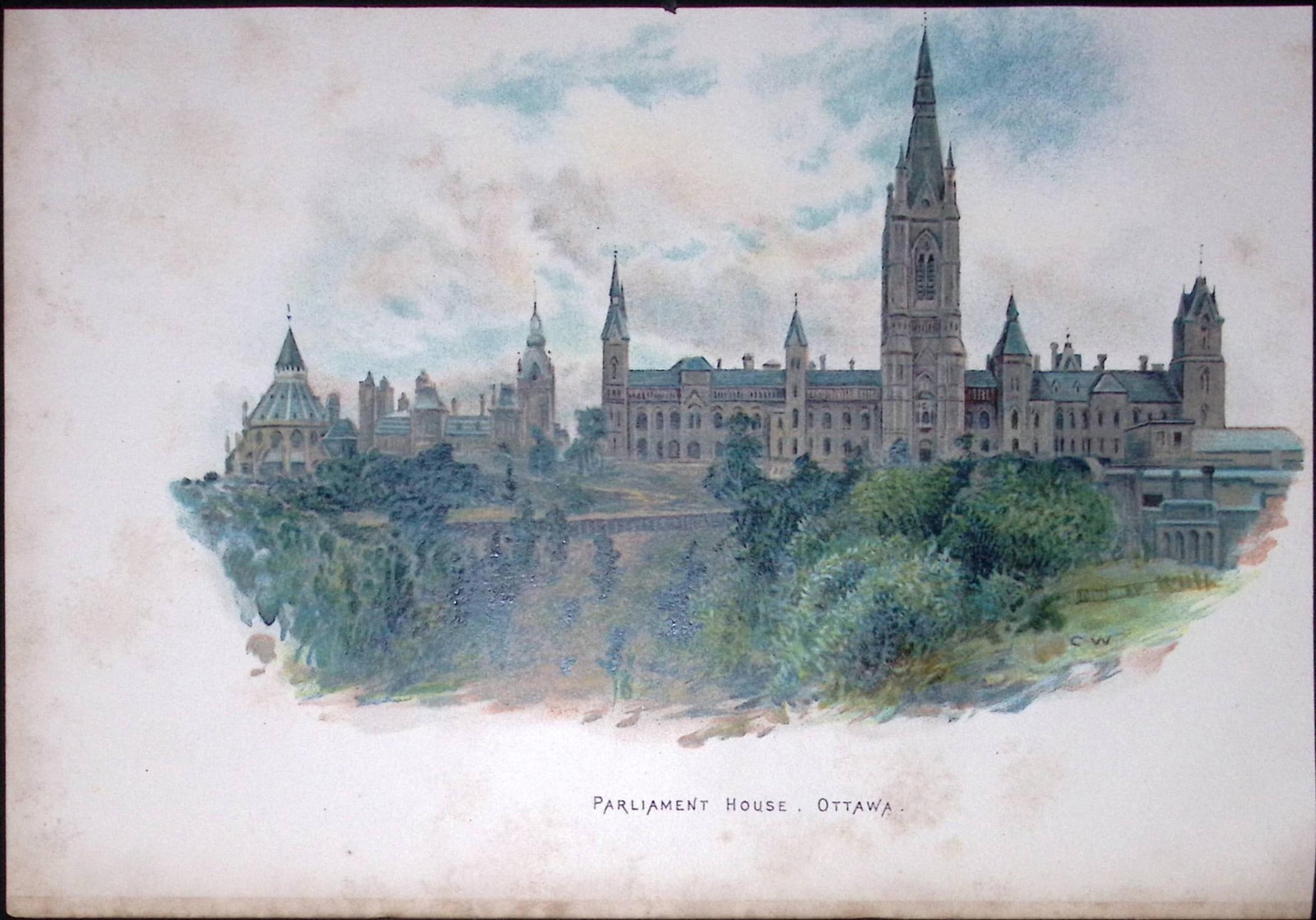 Parliament House Ottawa Canada Antique Chromolithograph -1-TR: Title: Parliament House Ottawa Canada Antique Chromolithograph -1-TR Description: This Antique Chromolithograph Has Been Removed from an Edition of. Cassells History of England Published