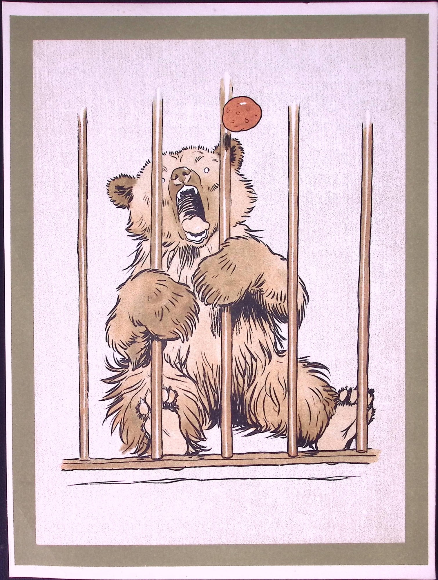 Cecil Aldin Antique Zoo Babies Scarce Illustration “Little Brown Bear”-12: Title: Cecil Aldin Antique Zoo Babies Scarce Illustration “Little Brown Bear”-12 Description: This Difficult to Obtain Illustration Has Been Removed from an Original Edition of.