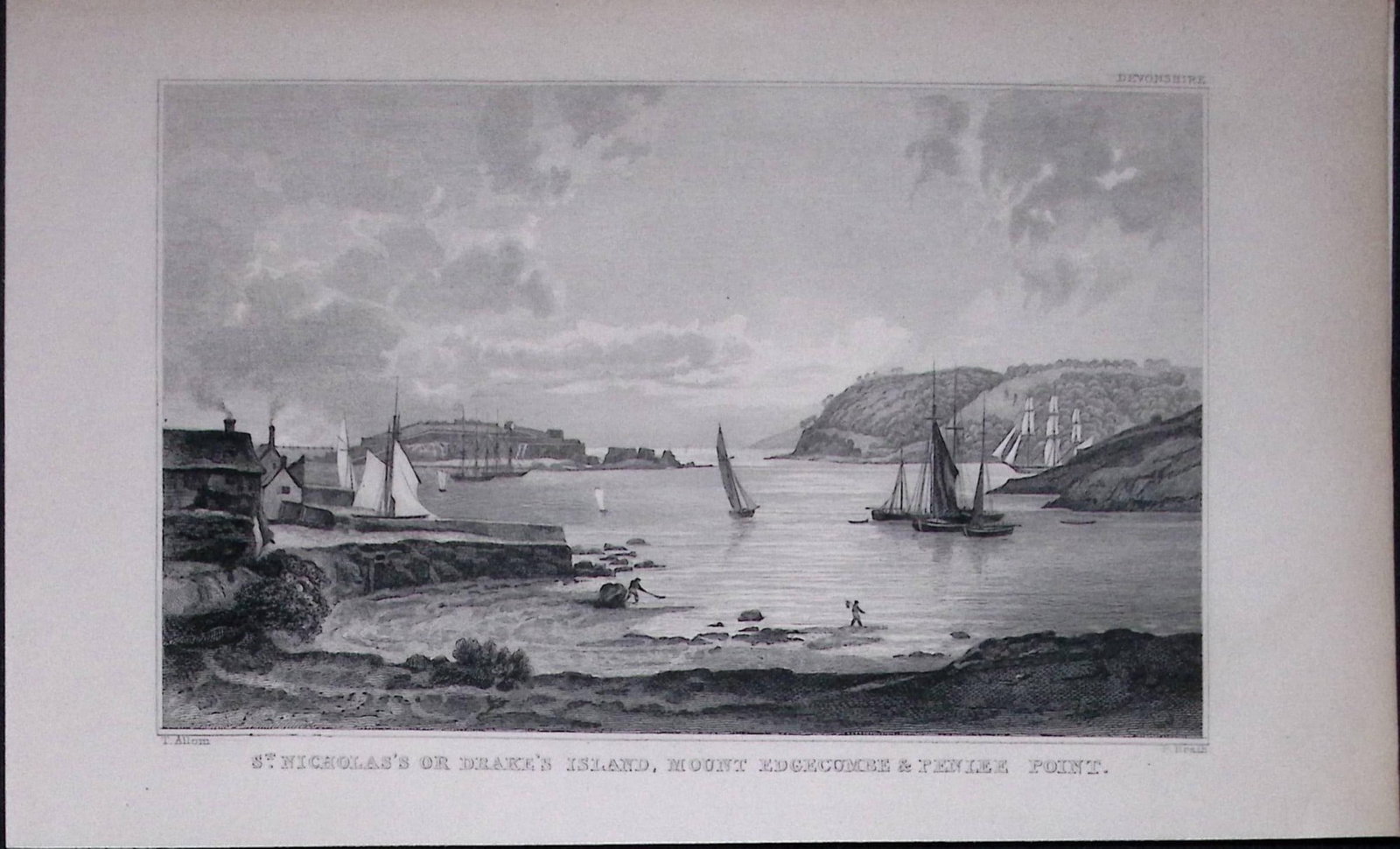 St Nicholas or Drake Island Devonshire Antique 193 Years-Old Steel-Engraving-36: Title: St Nicholas or Drake Island Devonshire Antique 193 Years-Old Steel-Engraving-36 Description: This Antique Steel Engraving Was Removed from a 193-Year-Old Edition of. Devon and Cornwall