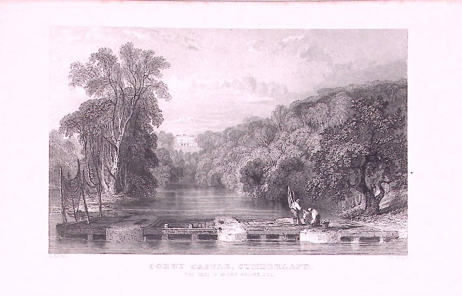 Corby Castle Cumbria Antique Steel Engraving-46-TR: Title: Corby Castle Cumbria Antique Steel Engraving-46-TR Description: This Steel Engraved Print Has Been Removed from an Antique 1835 Edition of. Westmorland, Cumberland, Northumberland