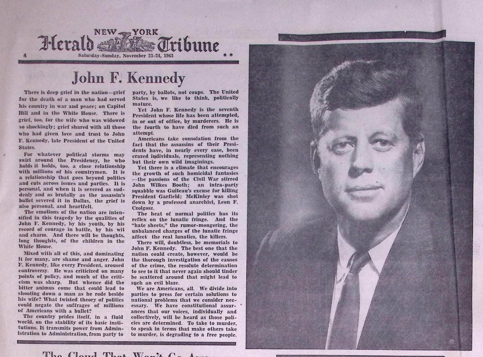 President Kennedy Assassinated Genuine the New York Tribune Newspaper-32. - 3