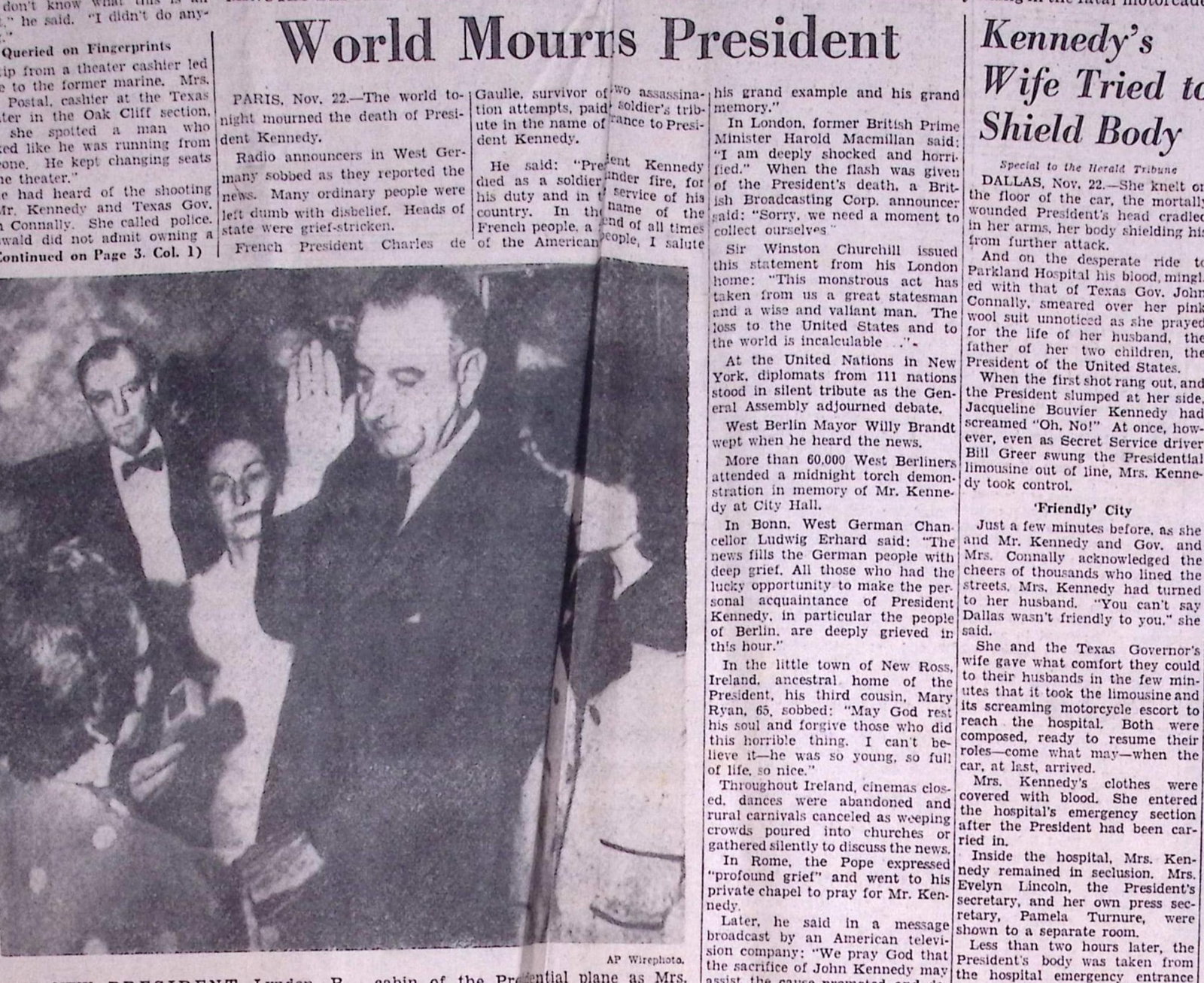 President Kennedy Assassinated Genuine the New York Tribune Newspaper-32. - 4