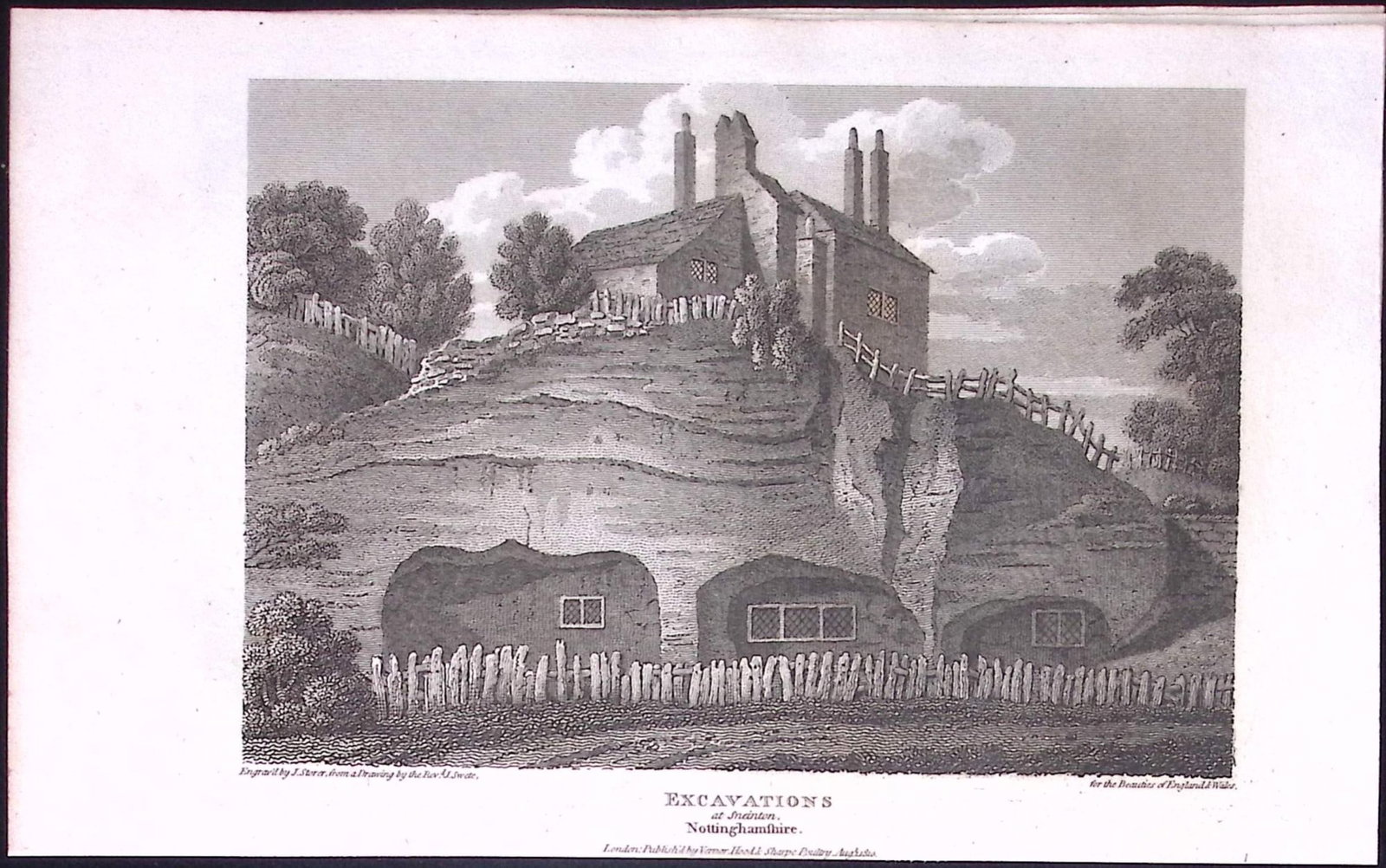 Nottingham Sneinton Excavations Antique 212 Years-Old Steel-Engraving-155: Title: Nottingham Sneinton Excavations Antique 212 Years-Old Steel-Engraving-155 Description: This Nottinghamshire Georgian Antique Print Was Removed from a First Edition of. The Beauties of En