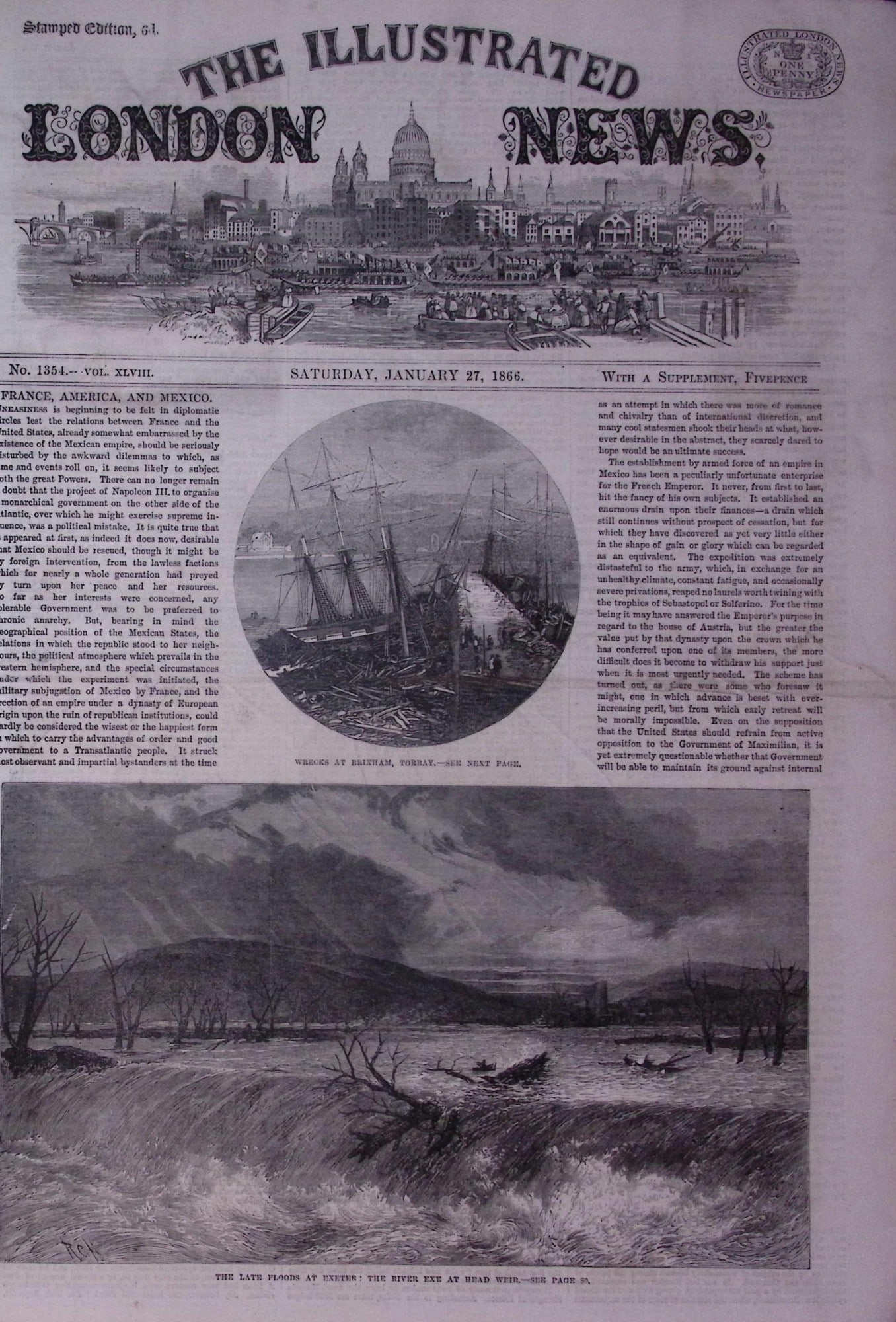 The Illustrated London News Antique Bound Edition Jan-June 1866 Over 600 Pages. - 7