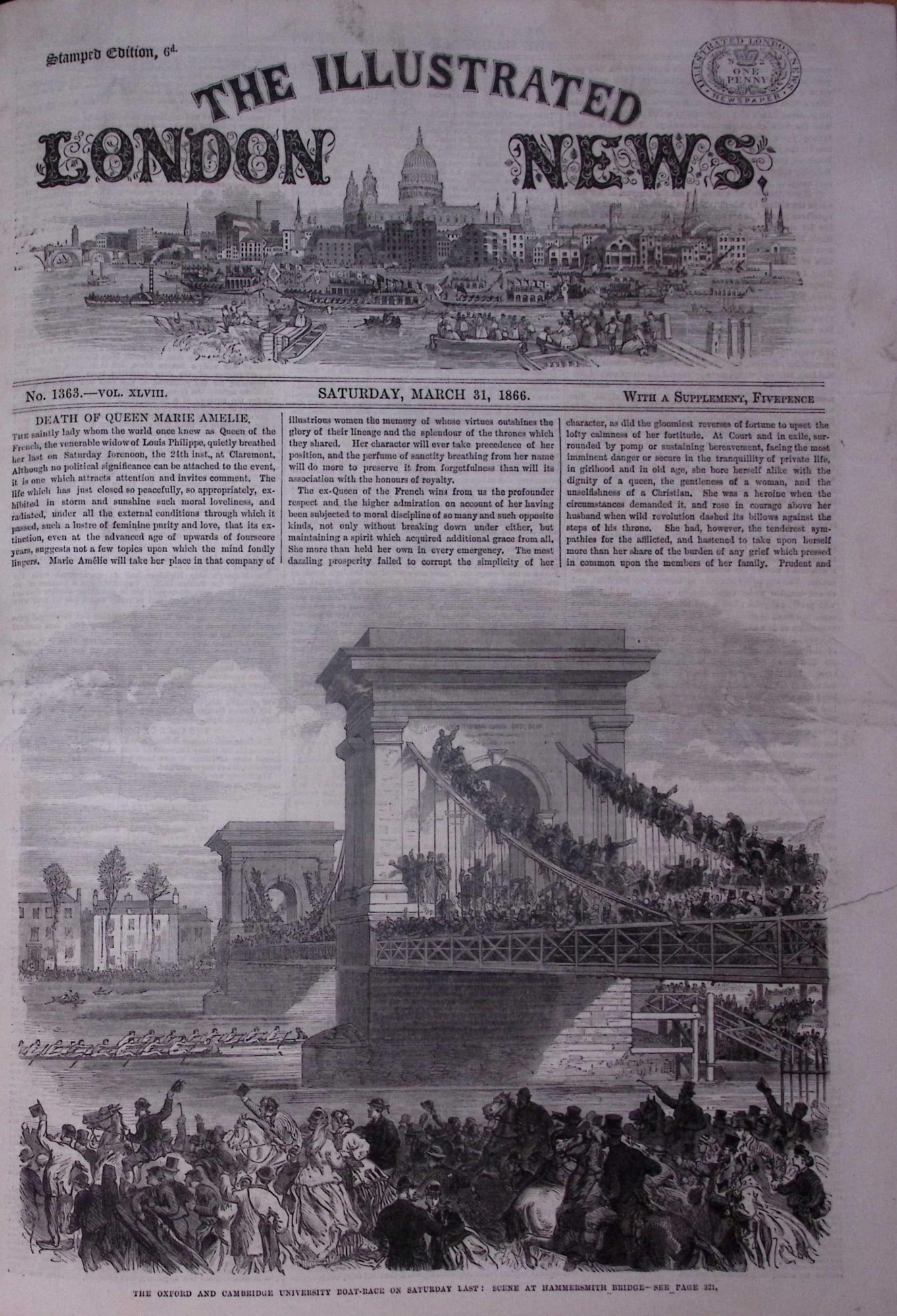 The Illustrated London News Antique Bound Edition Jan-June 1866 Over 600 Pages. - 8